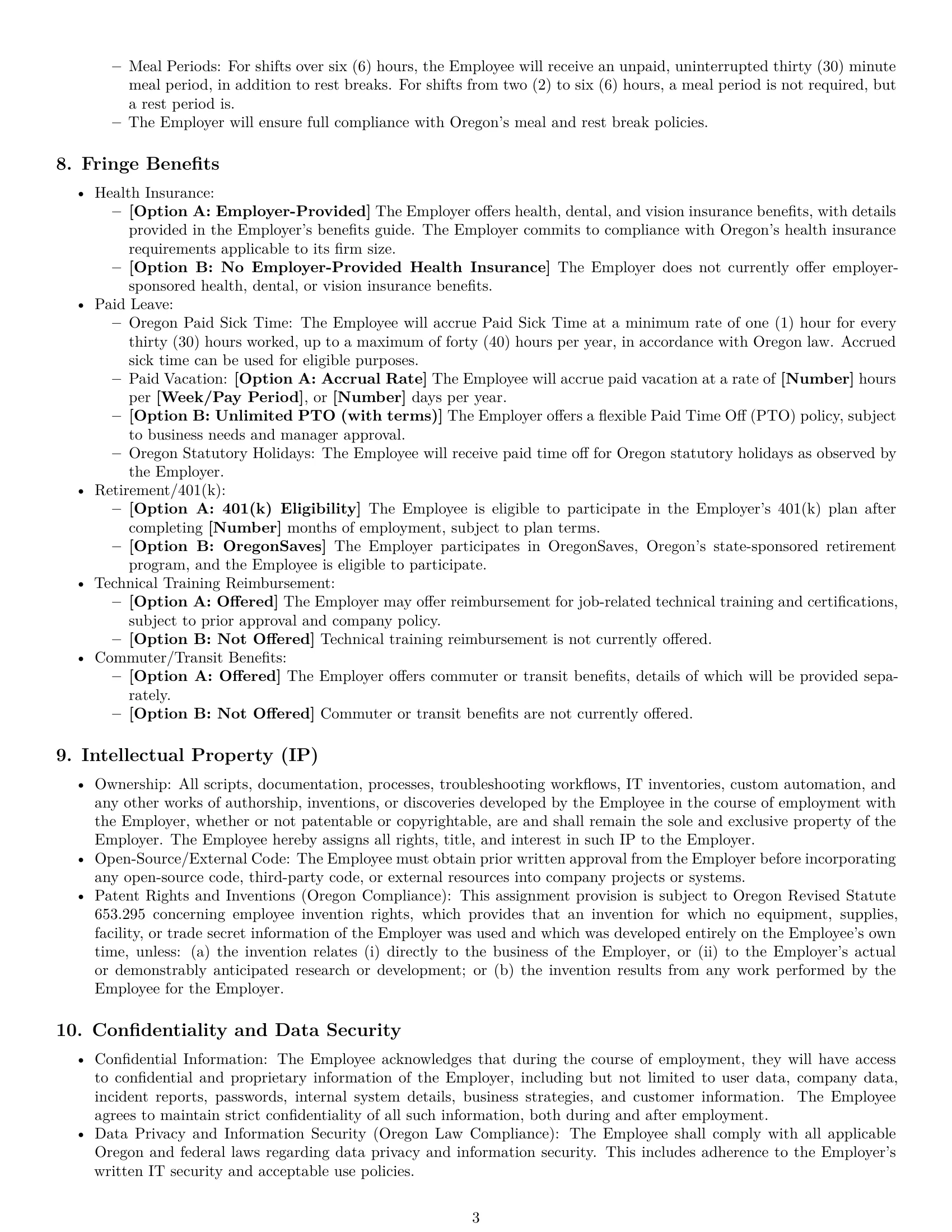 Preview page 3 of Pro Oregon IT assistant employment contract template