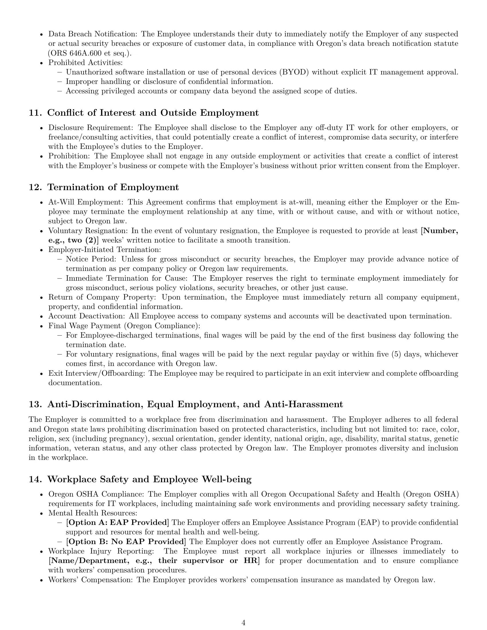 Preview page 4 of Pro Oregon IT assistant employment contract template