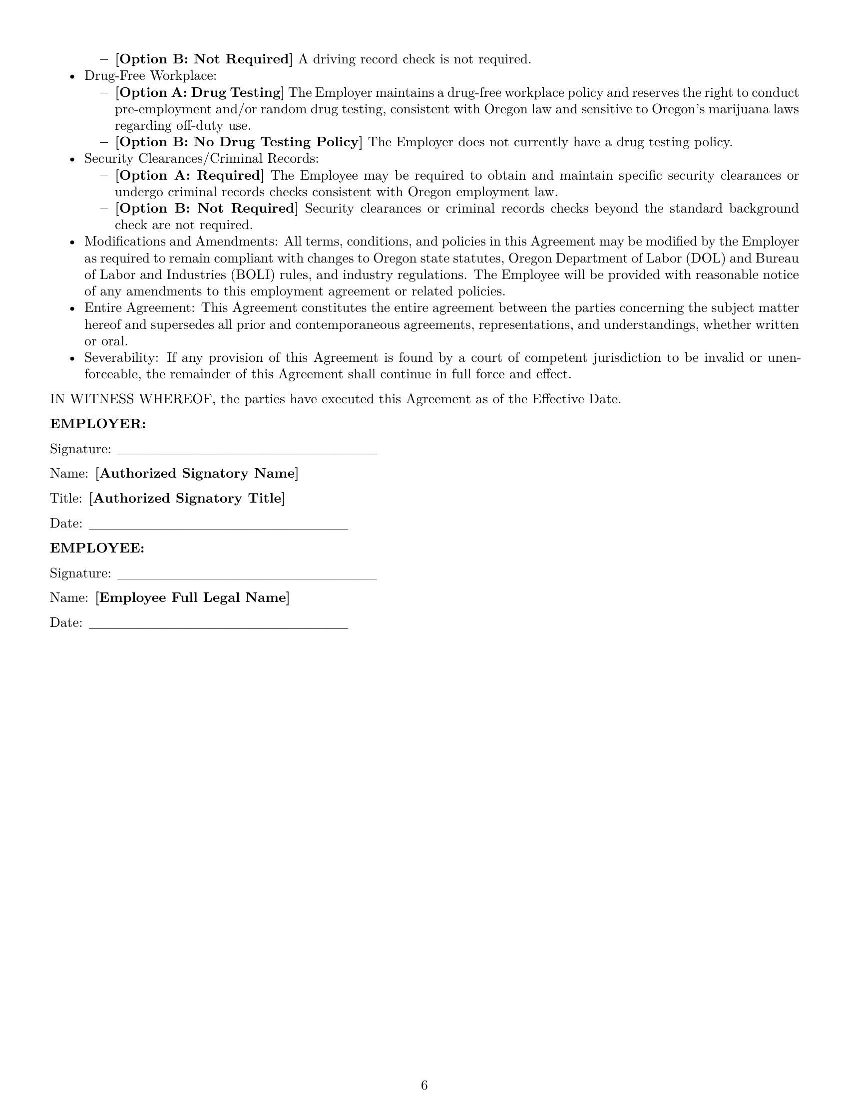 Preview page 6 of Pro Oregon IT assistant employment contract template