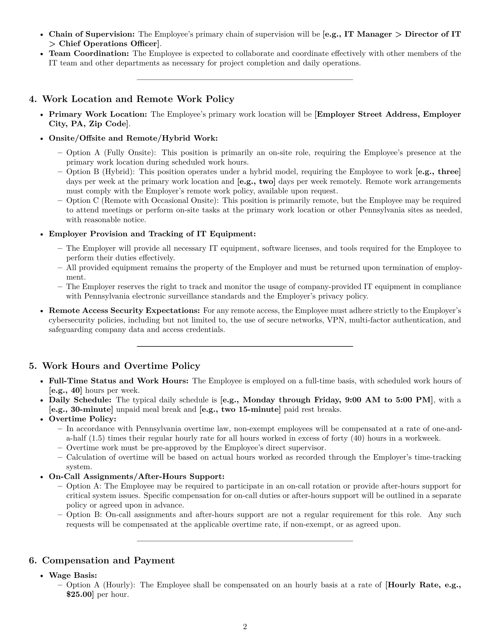 Preview page 2 of Pro Pennsylvania IT assistant employment contract template