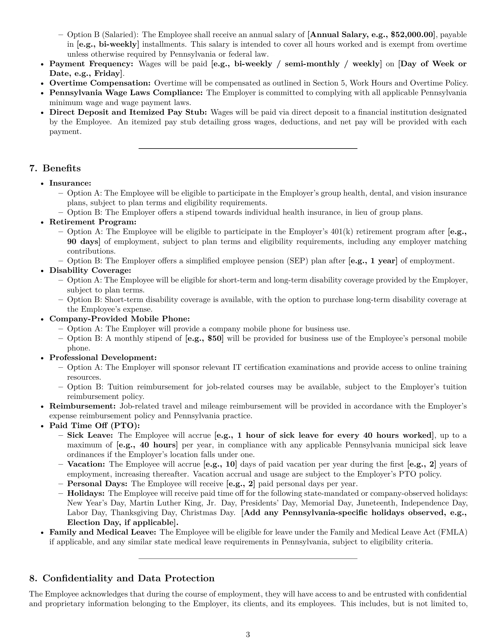 Preview page 3 of Pro Pennsylvania IT assistant employment contract template