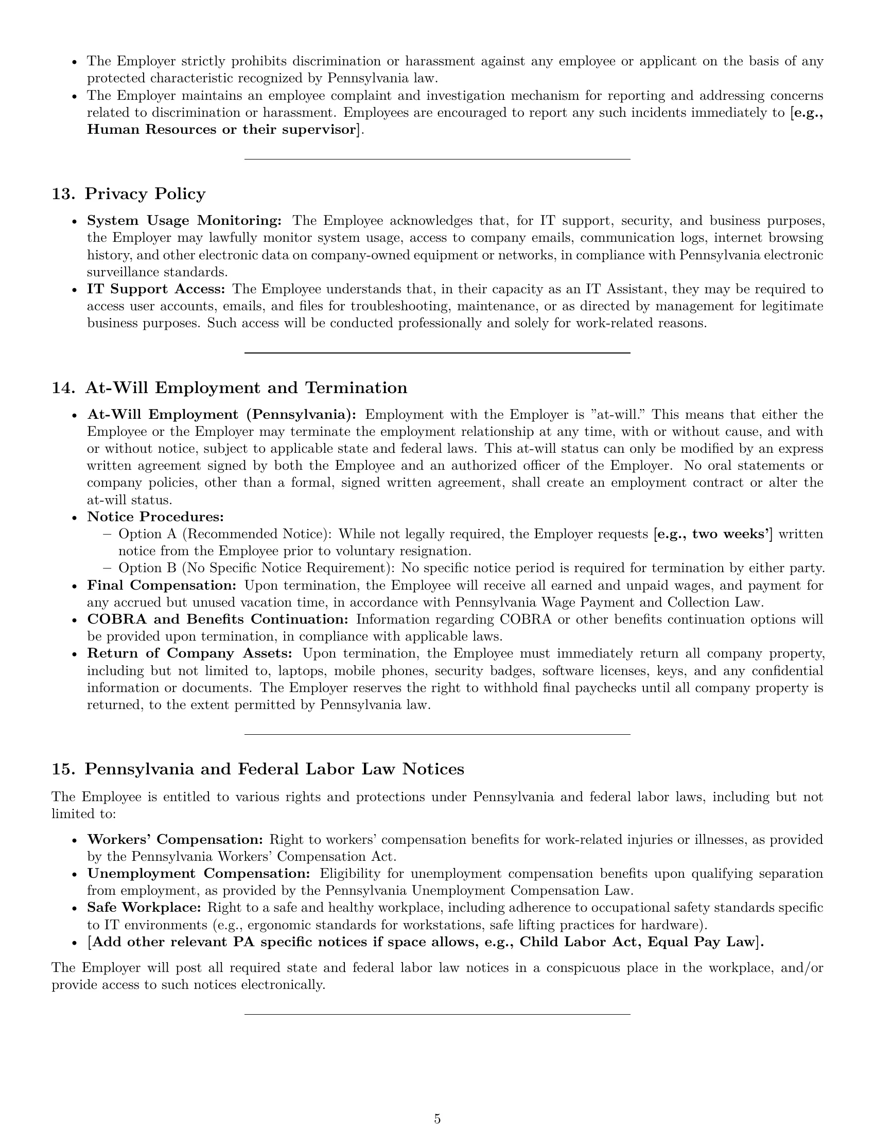 Preview page 5 of Pro Pennsylvania IT assistant employment contract template