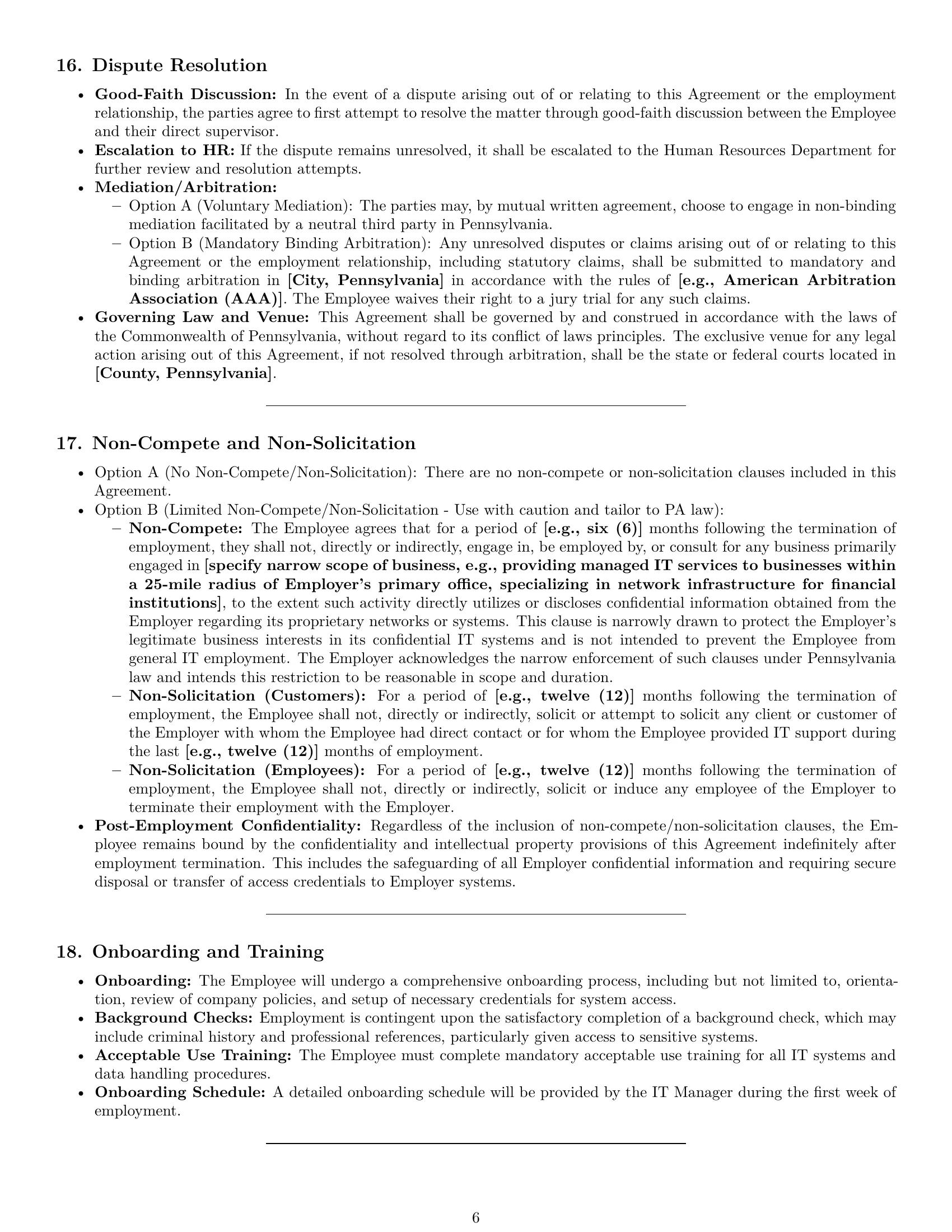Preview page 6 of Pro Pennsylvania IT assistant employment contract template