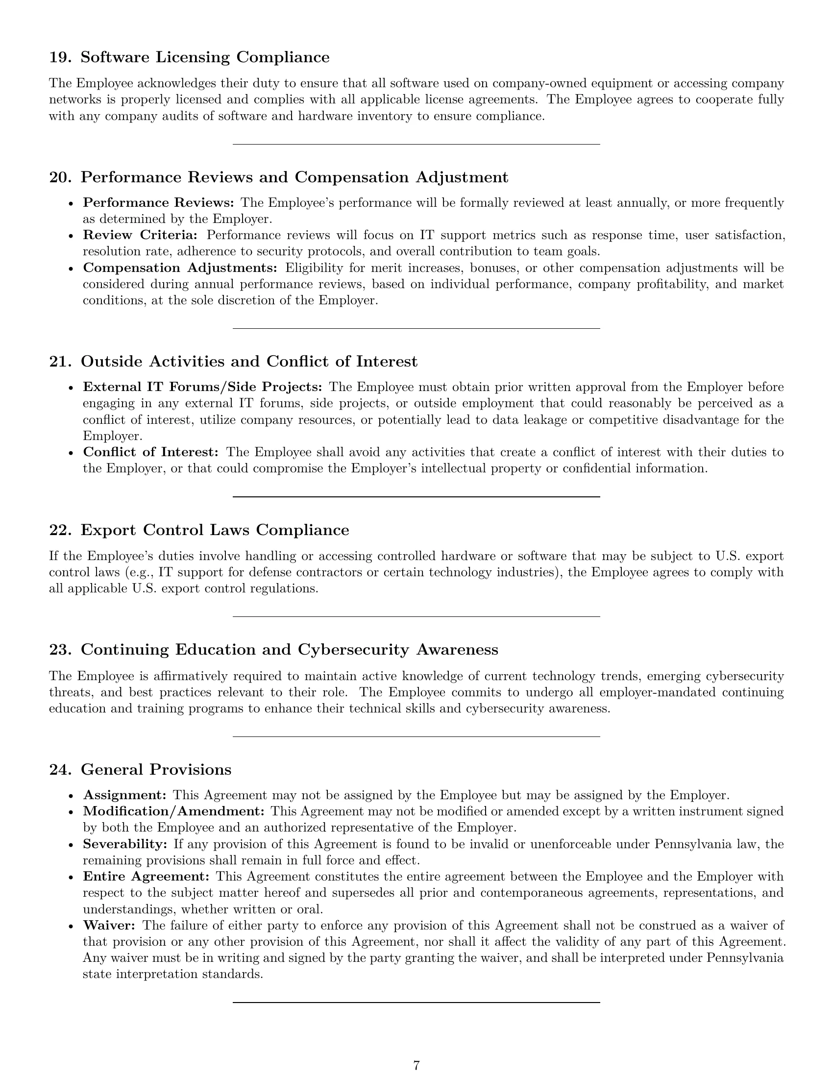 Preview page 7 of Pro Pennsylvania IT assistant employment contract template