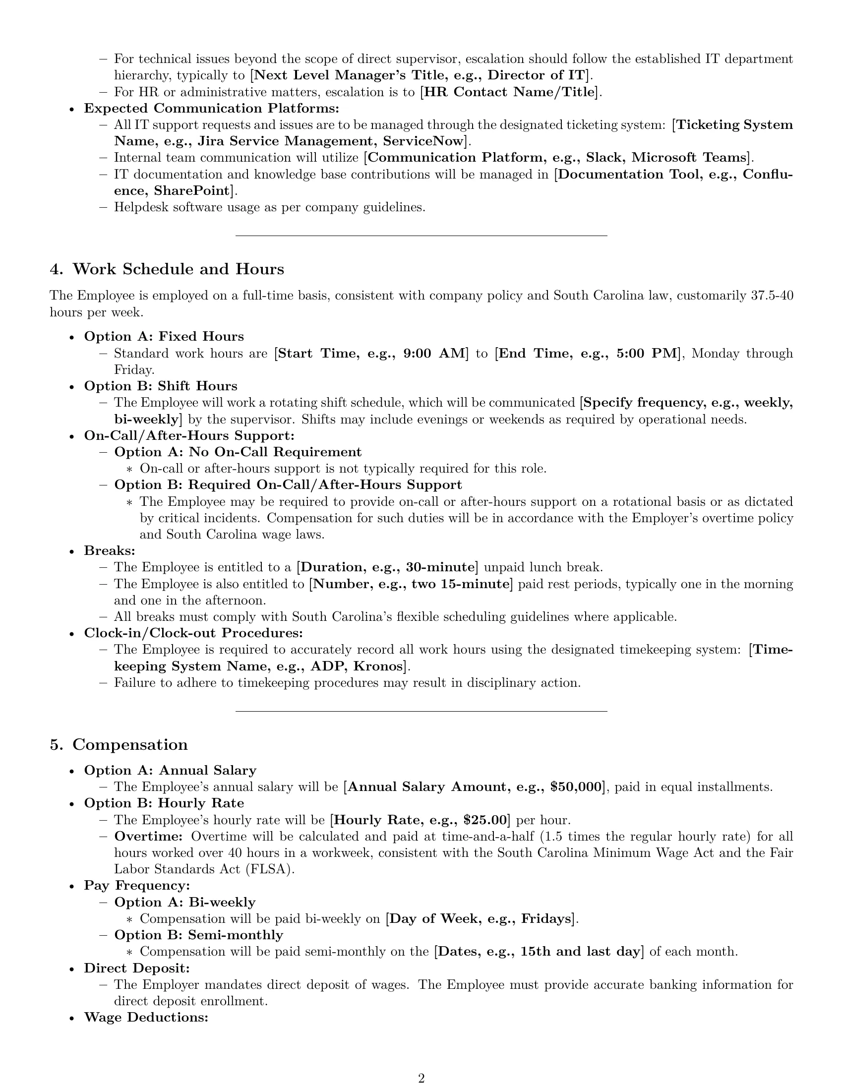 Preview page 2 of Pro South Carolina IT assistant employment contract template