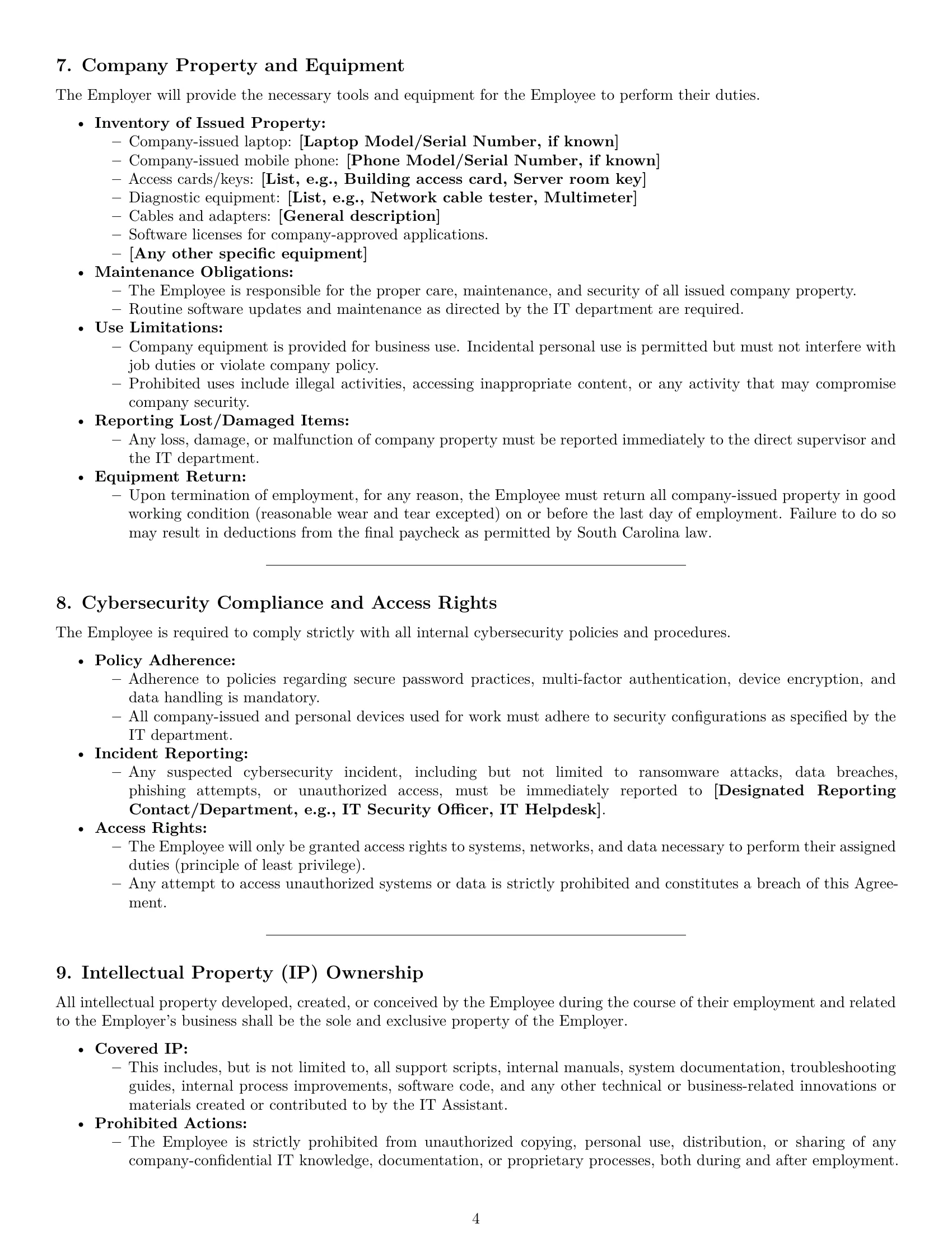 Preview page 4 of Pro South Carolina IT assistant employment contract template