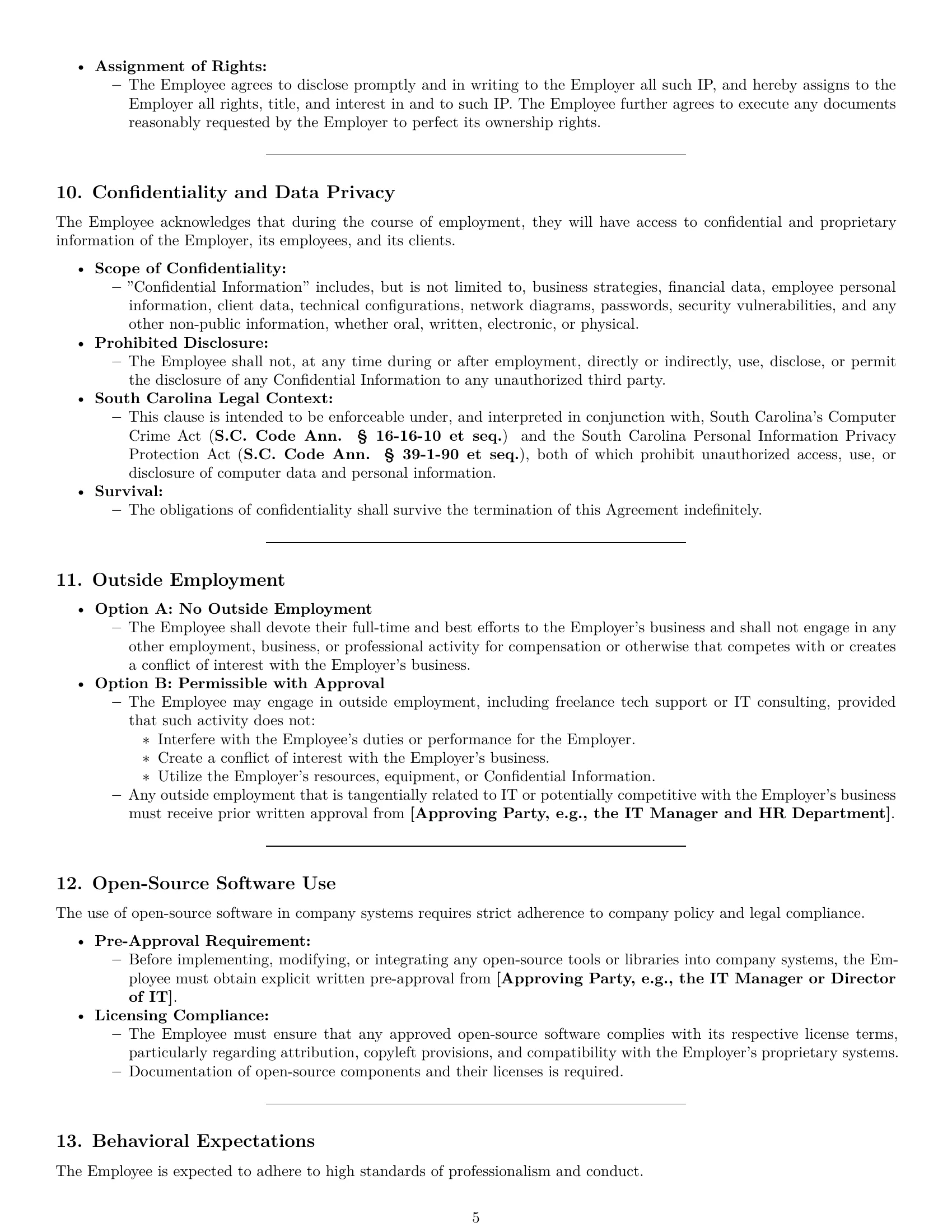 Preview page 5 of Pro South Carolina IT assistant employment contract template