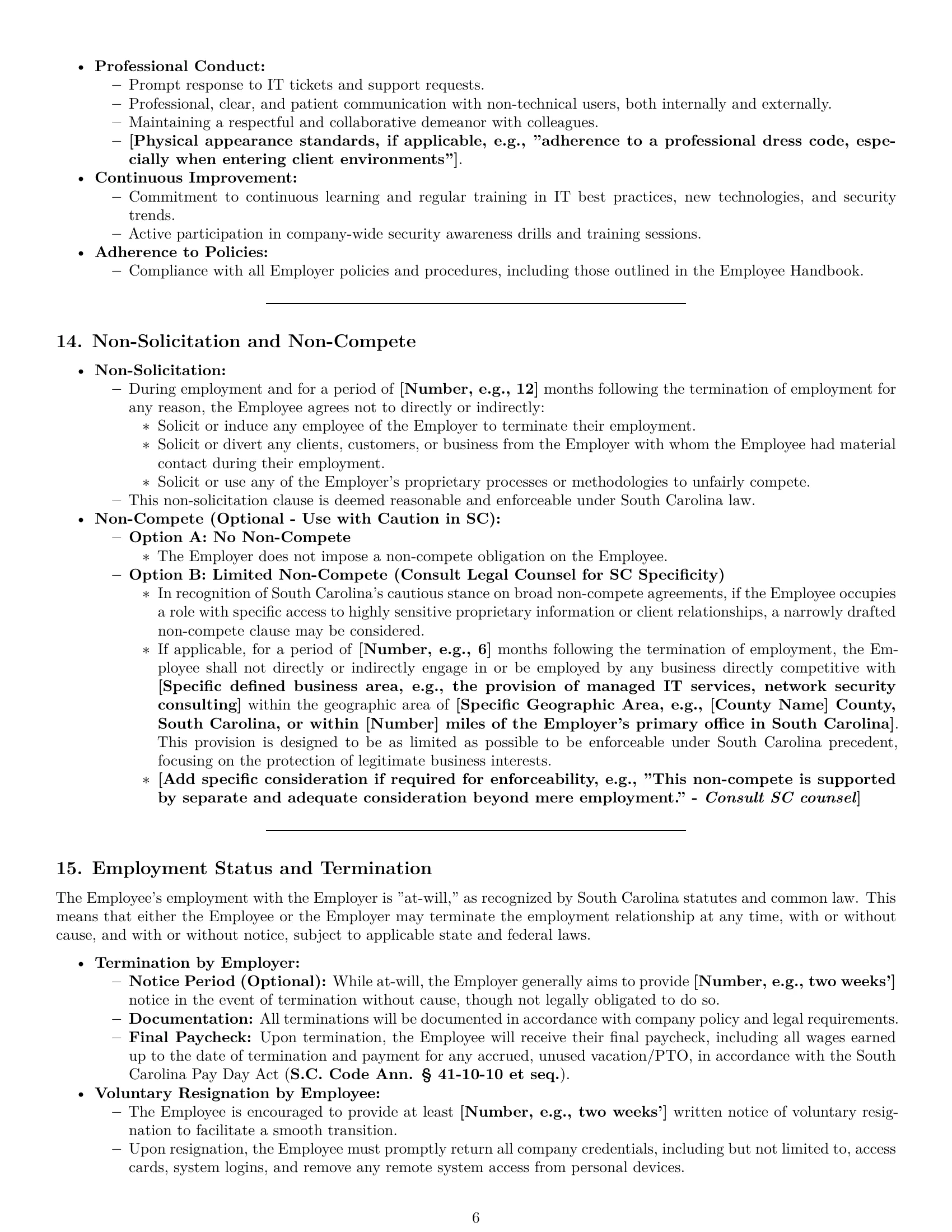 Preview page 6 of Pro South Carolina IT assistant employment contract template