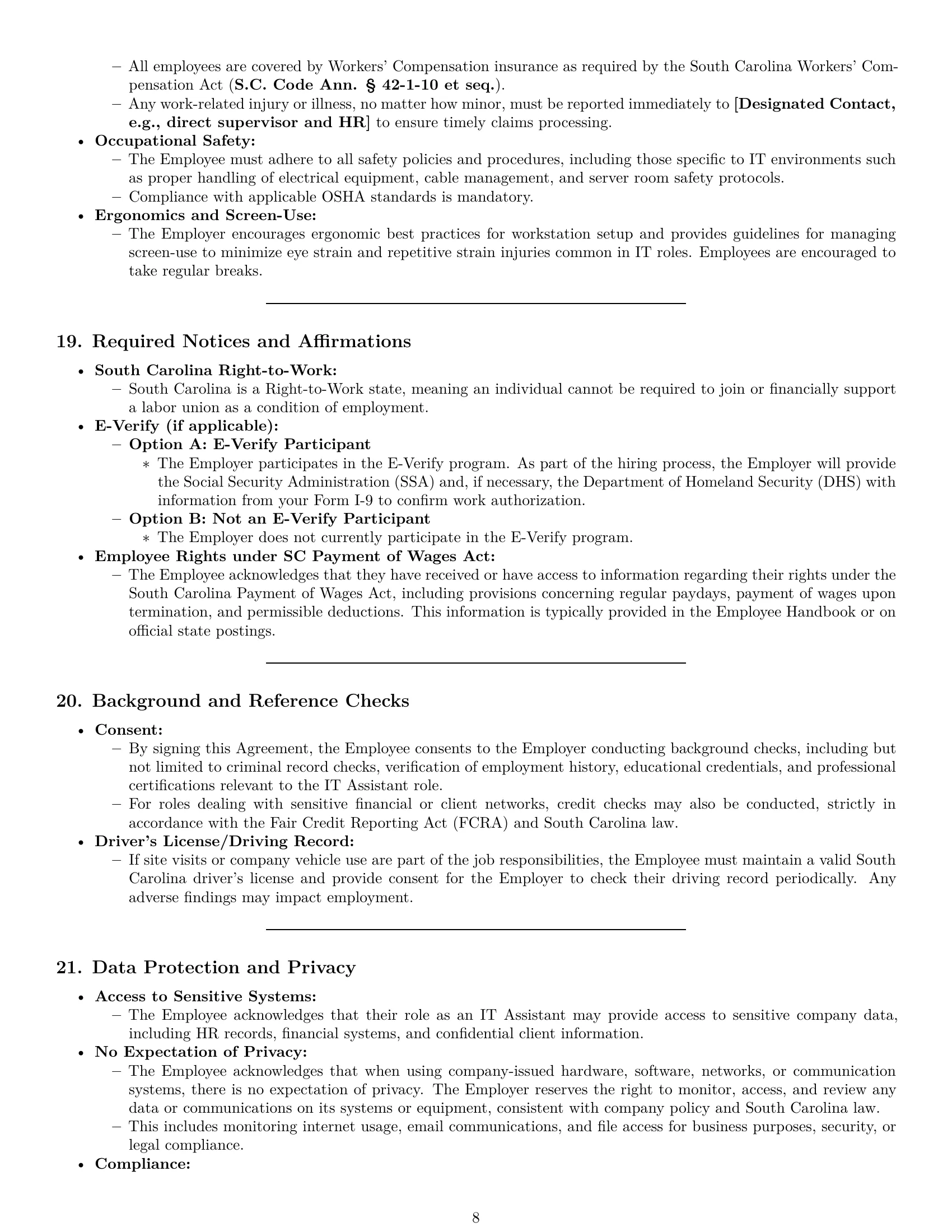 Preview page 8 of Pro South Carolina IT assistant employment contract template