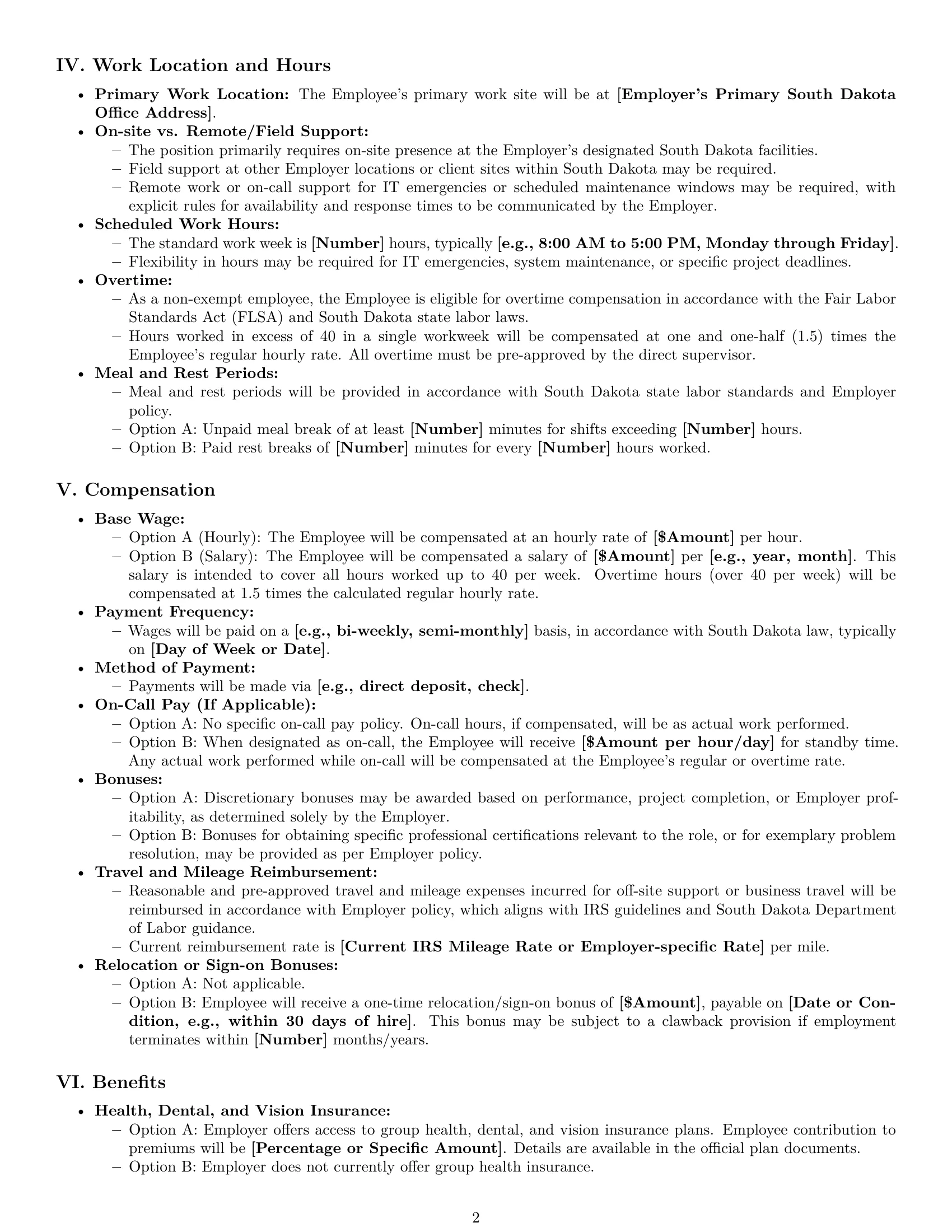 Preview page 2 of Pro South Dakota IT assistant employment contract template