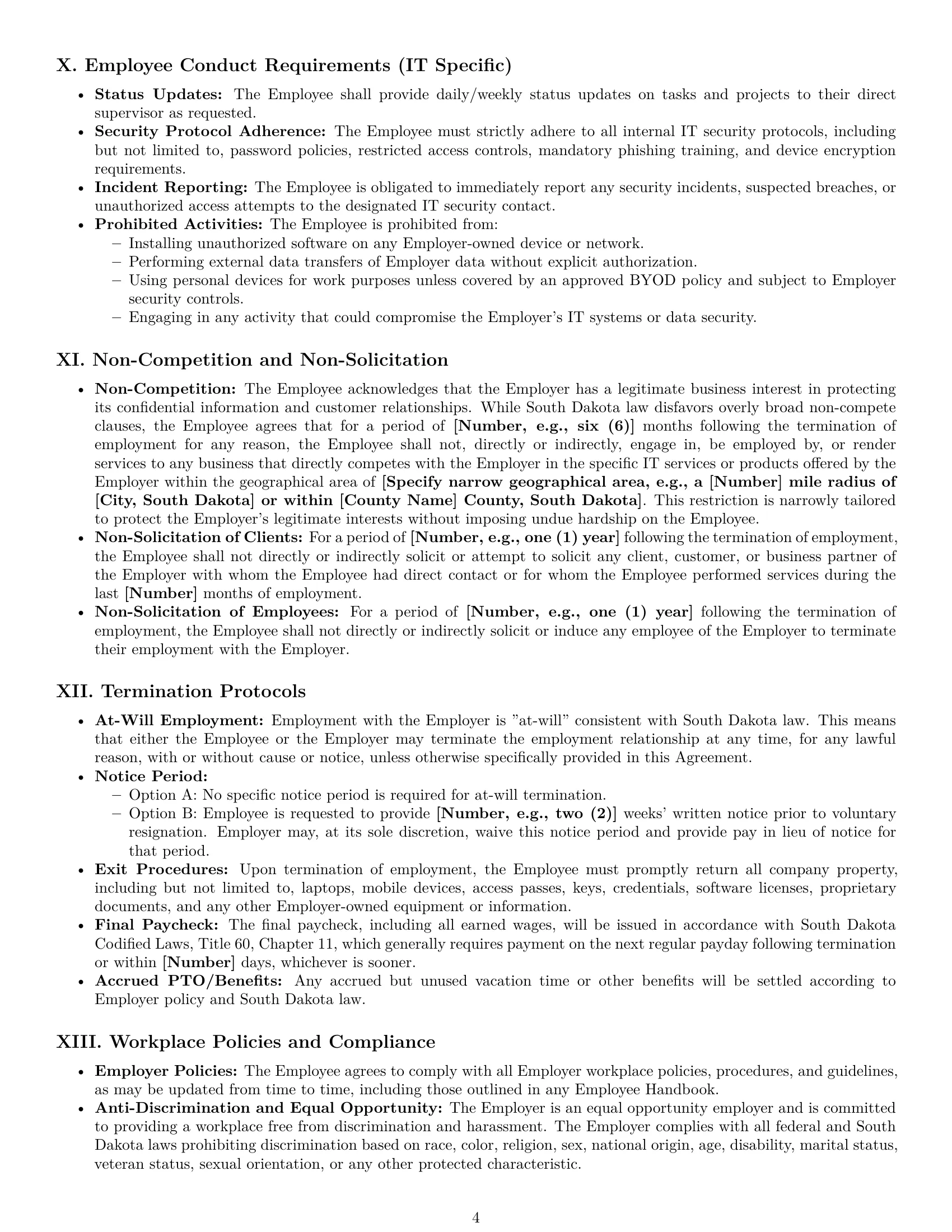 Preview page 4 of Pro South Dakota IT assistant employment contract template