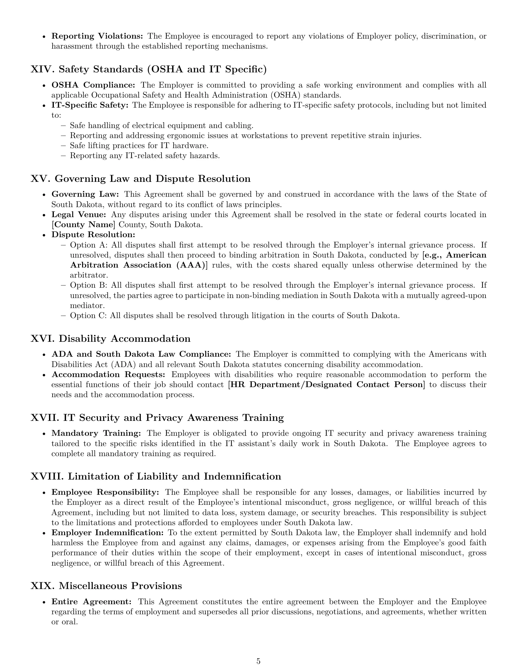 Preview page 5 of Pro South Dakota IT assistant employment contract template