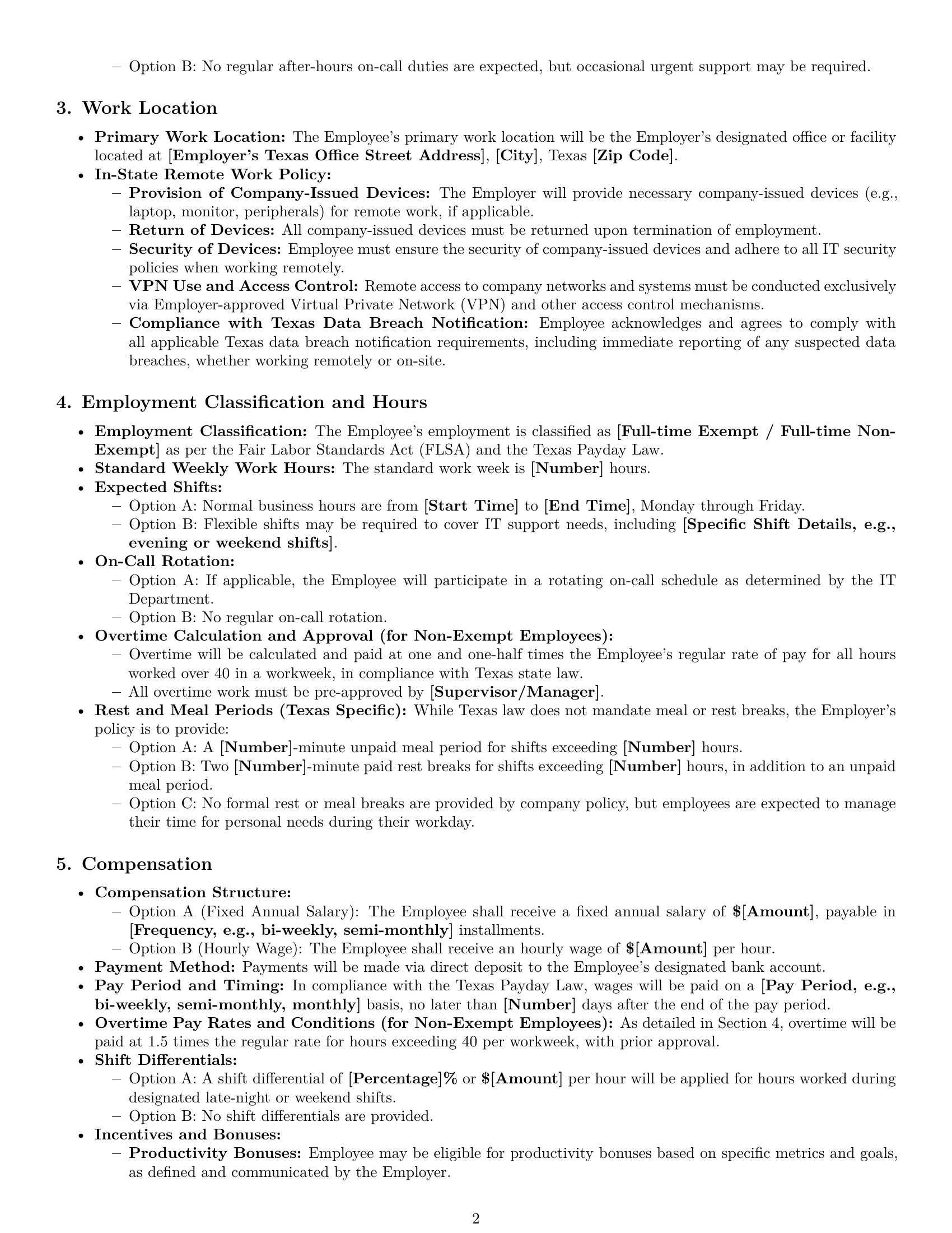 Preview page 2 of Pro Texas IT assistant employment contract template