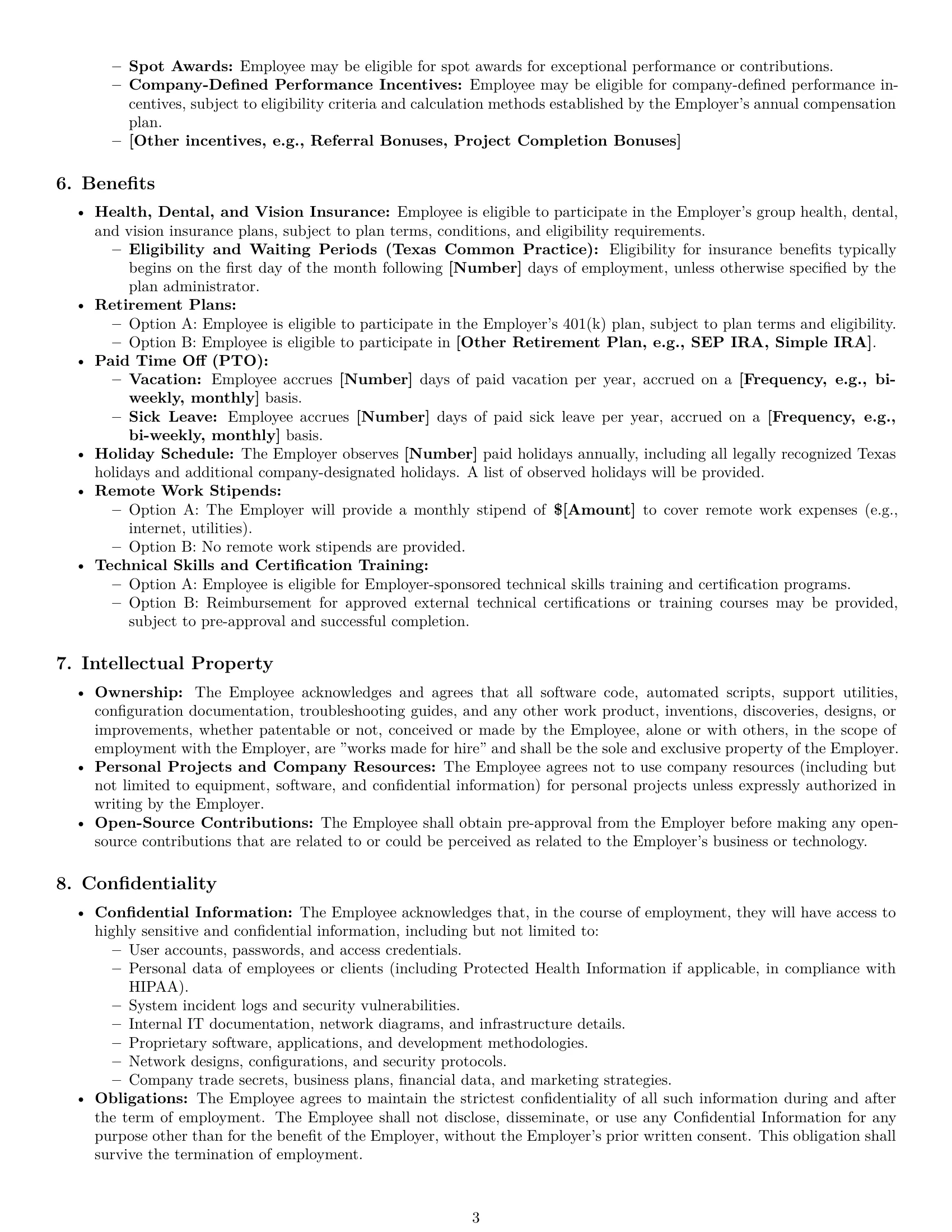 Preview page 3 of Pro Texas IT assistant employment contract template