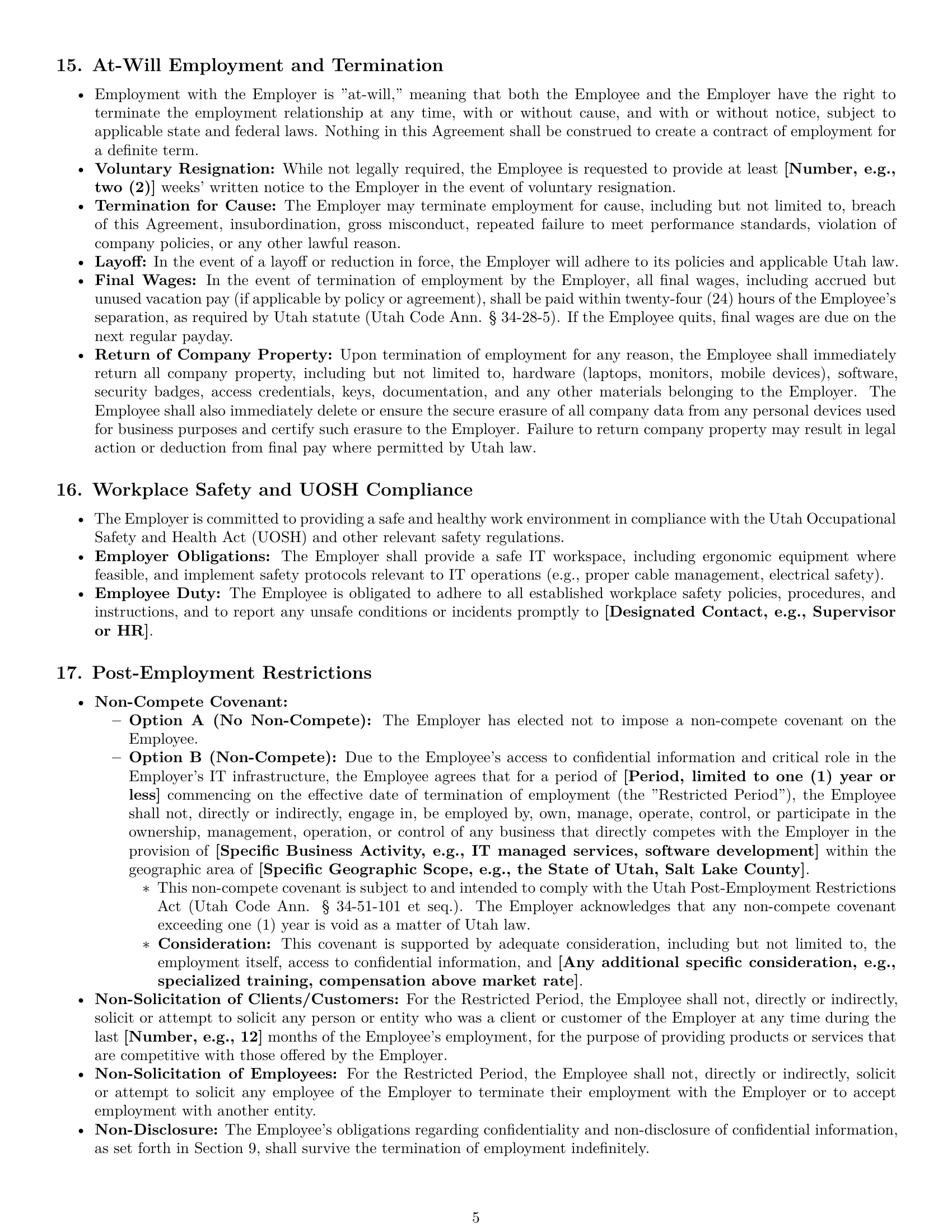 Preview page 5 of Pro Utah IT assistant employment contract template