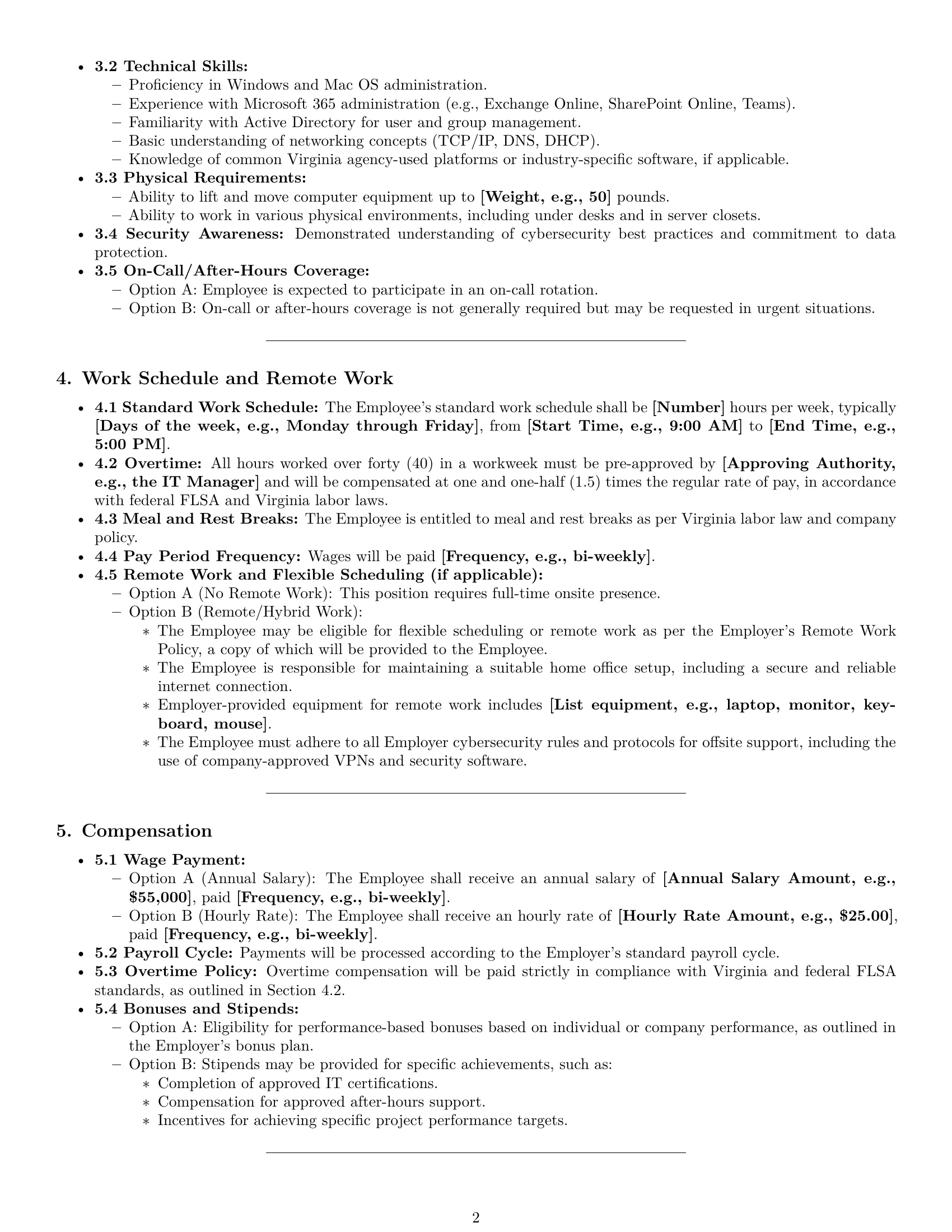 Preview page 2 of Pro Virginia IT assistant employment contract template