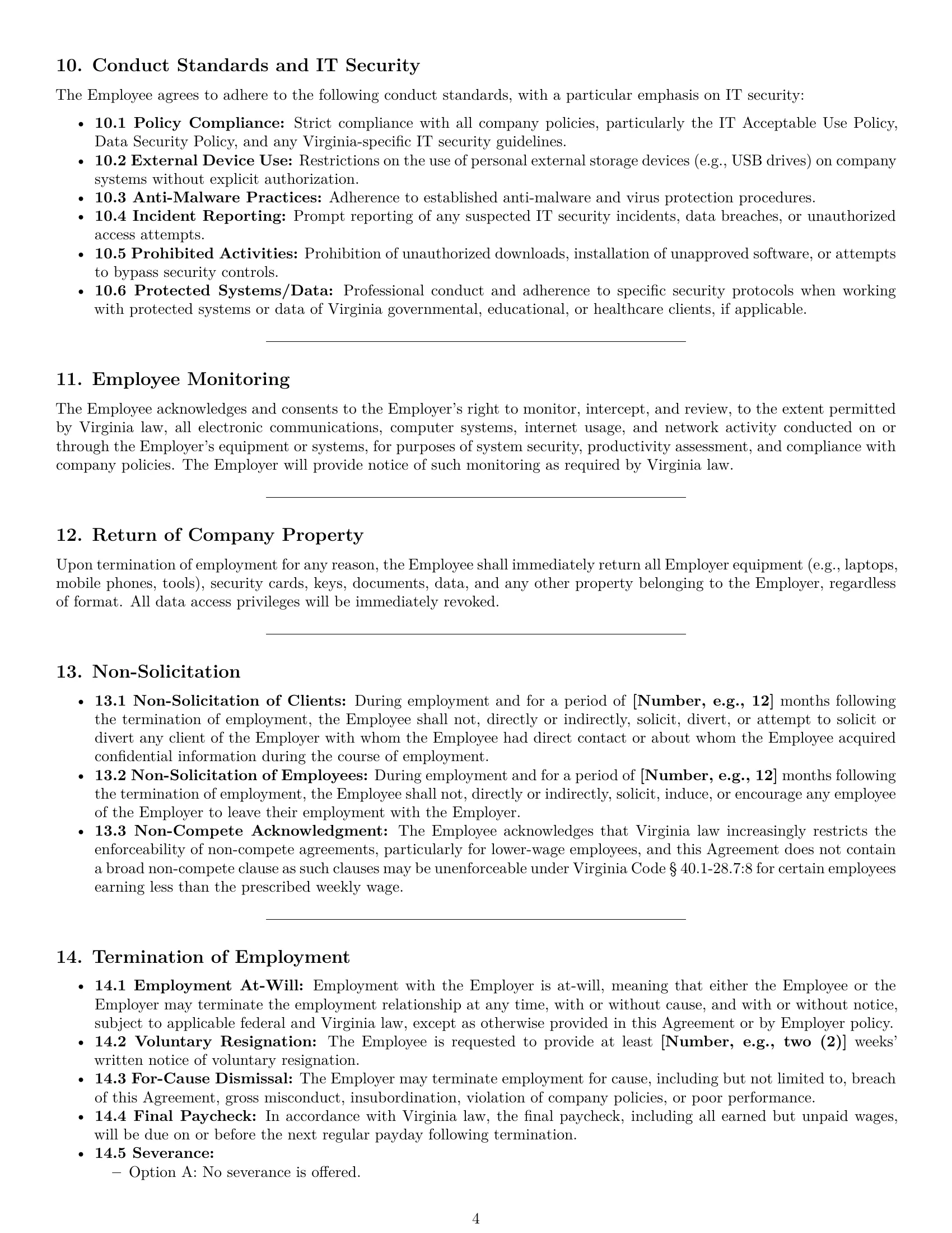 Preview page 4 of Pro Virginia IT assistant employment contract template