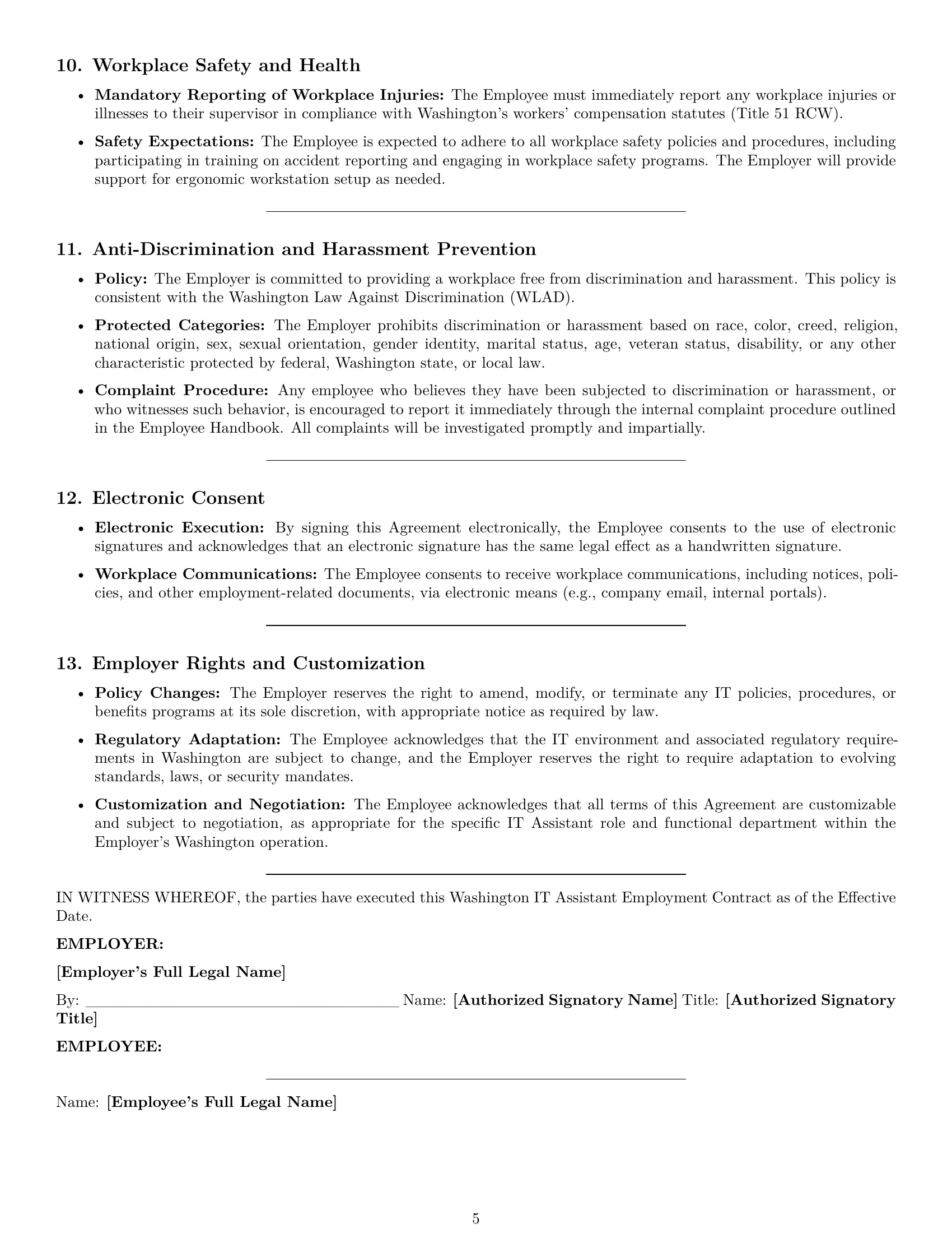 Preview page 5 of Pro Washington IT assistant employment contract template
