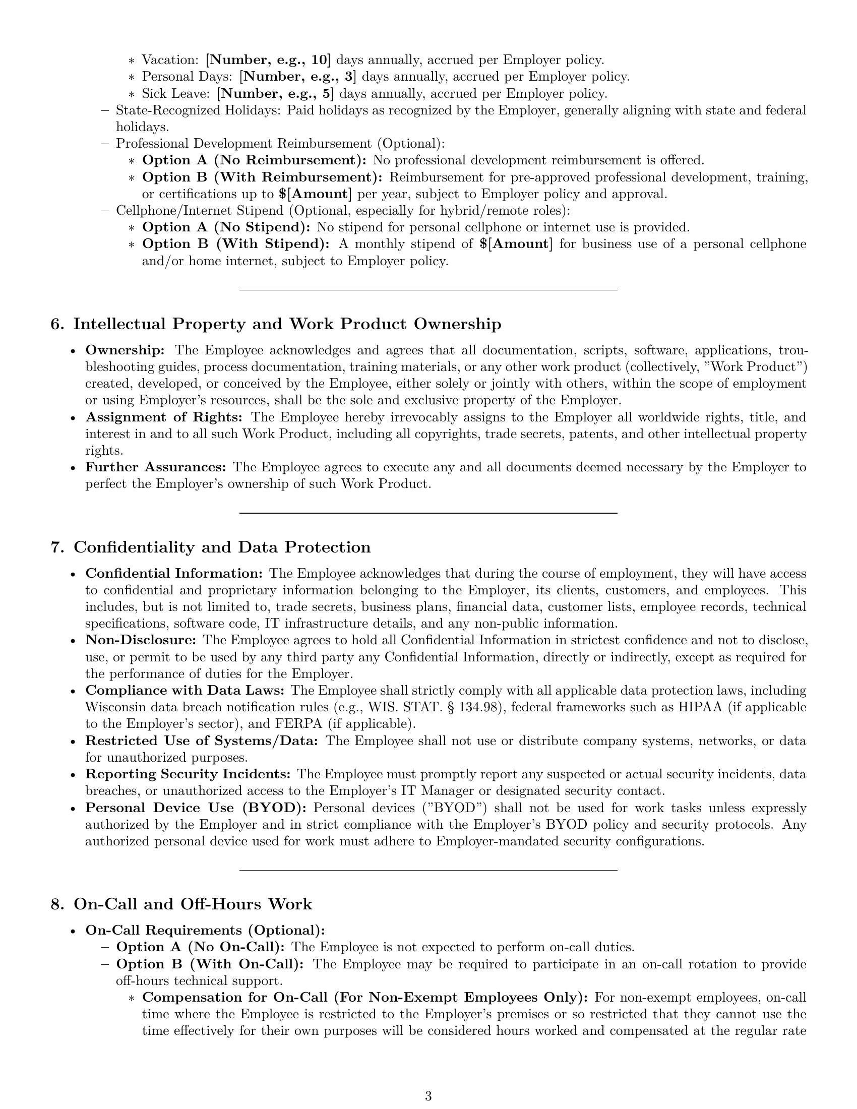 Preview page 3 of Pro Wisconsin IT assistant employment contract template