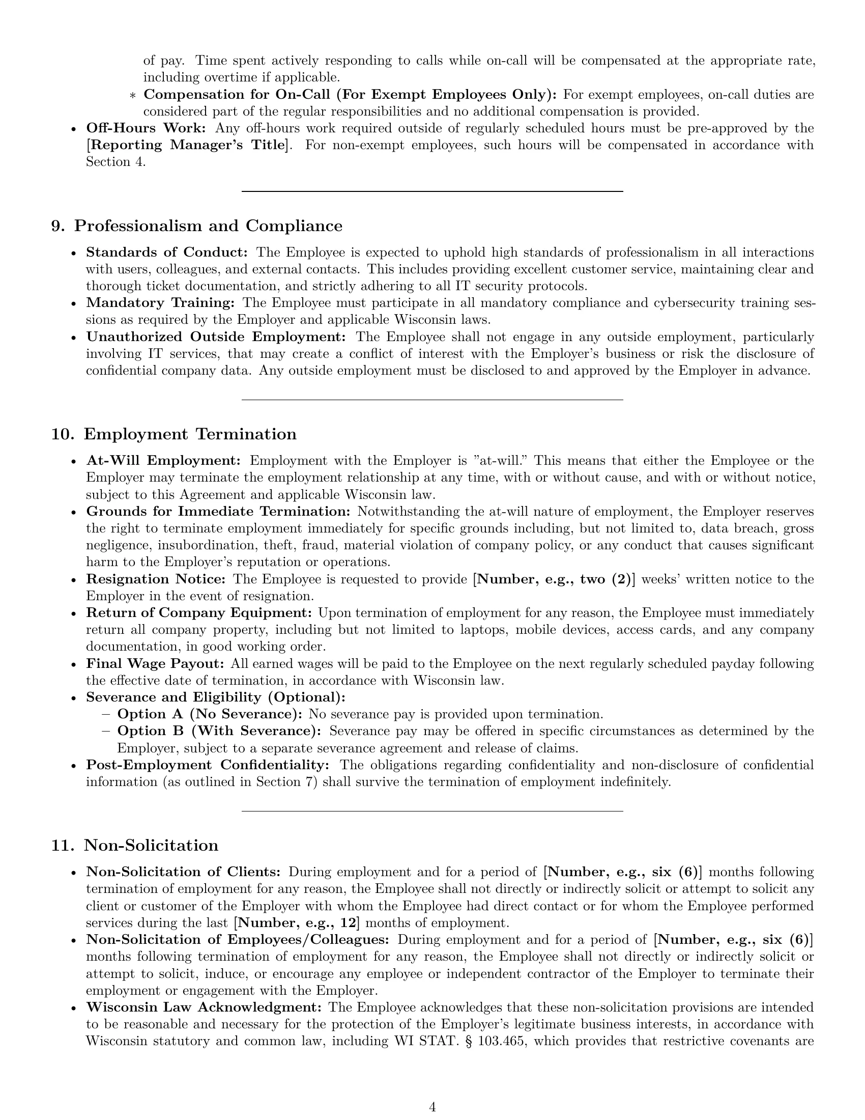 Preview page 4 of Pro Wisconsin IT assistant employment contract template