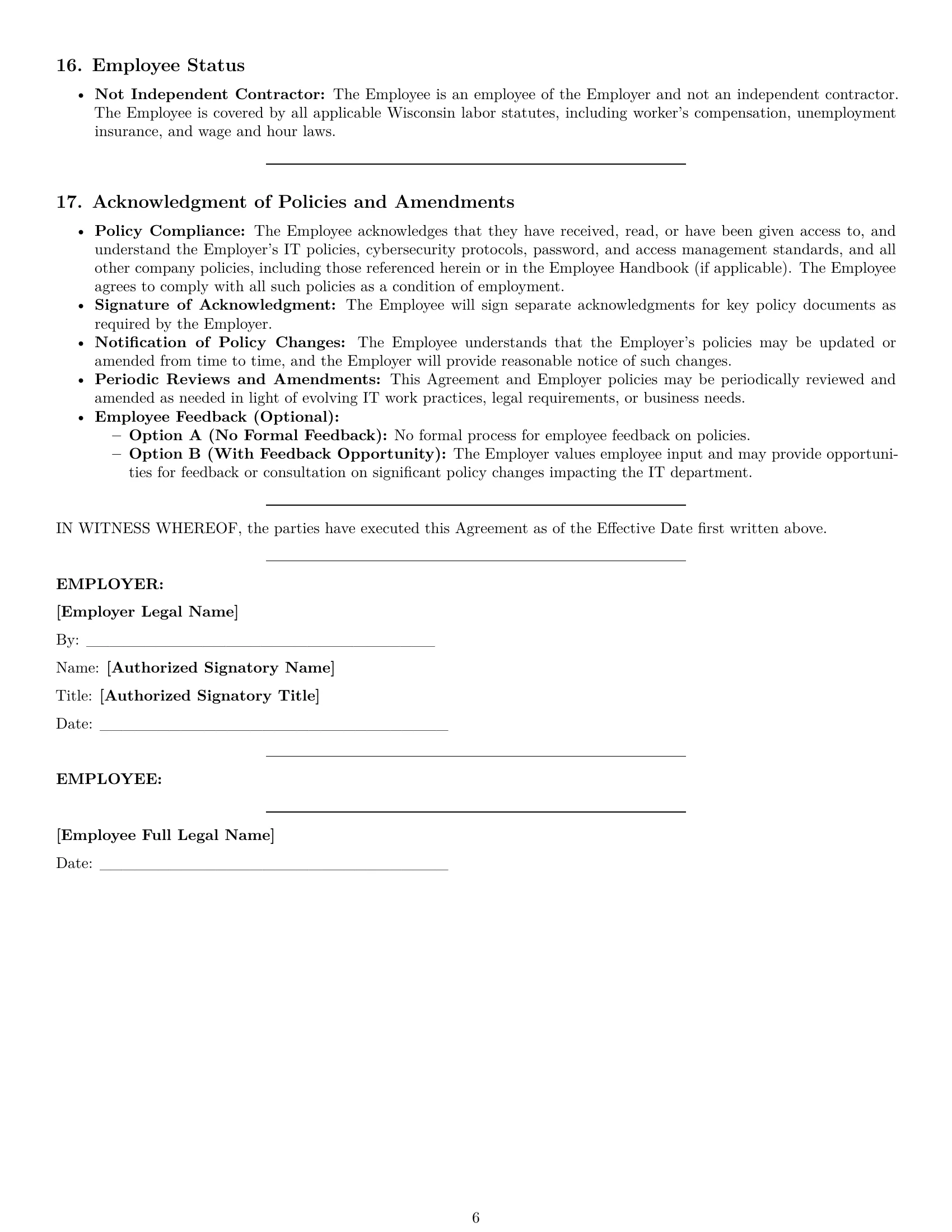 Preview page 6 of Pro Wisconsin IT assistant employment contract template