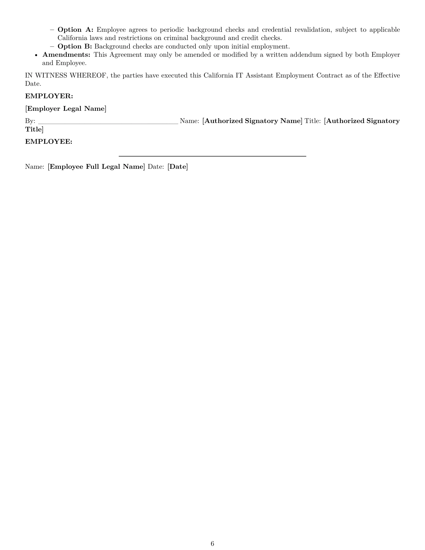 Preview page 6 of Pro California IT assistant employment contract template