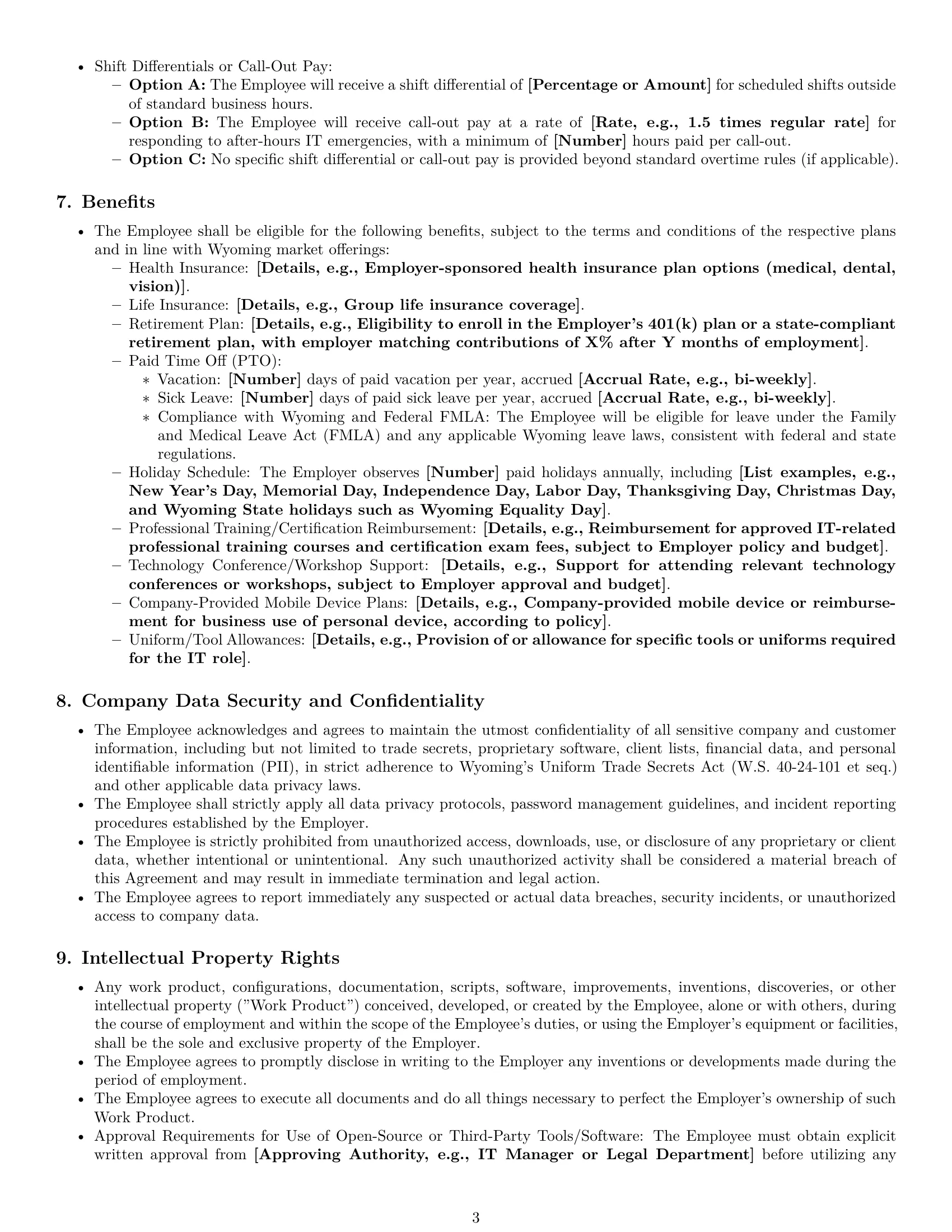 Preview page 3 of Pro Wyoming IT assistant employment contract template
