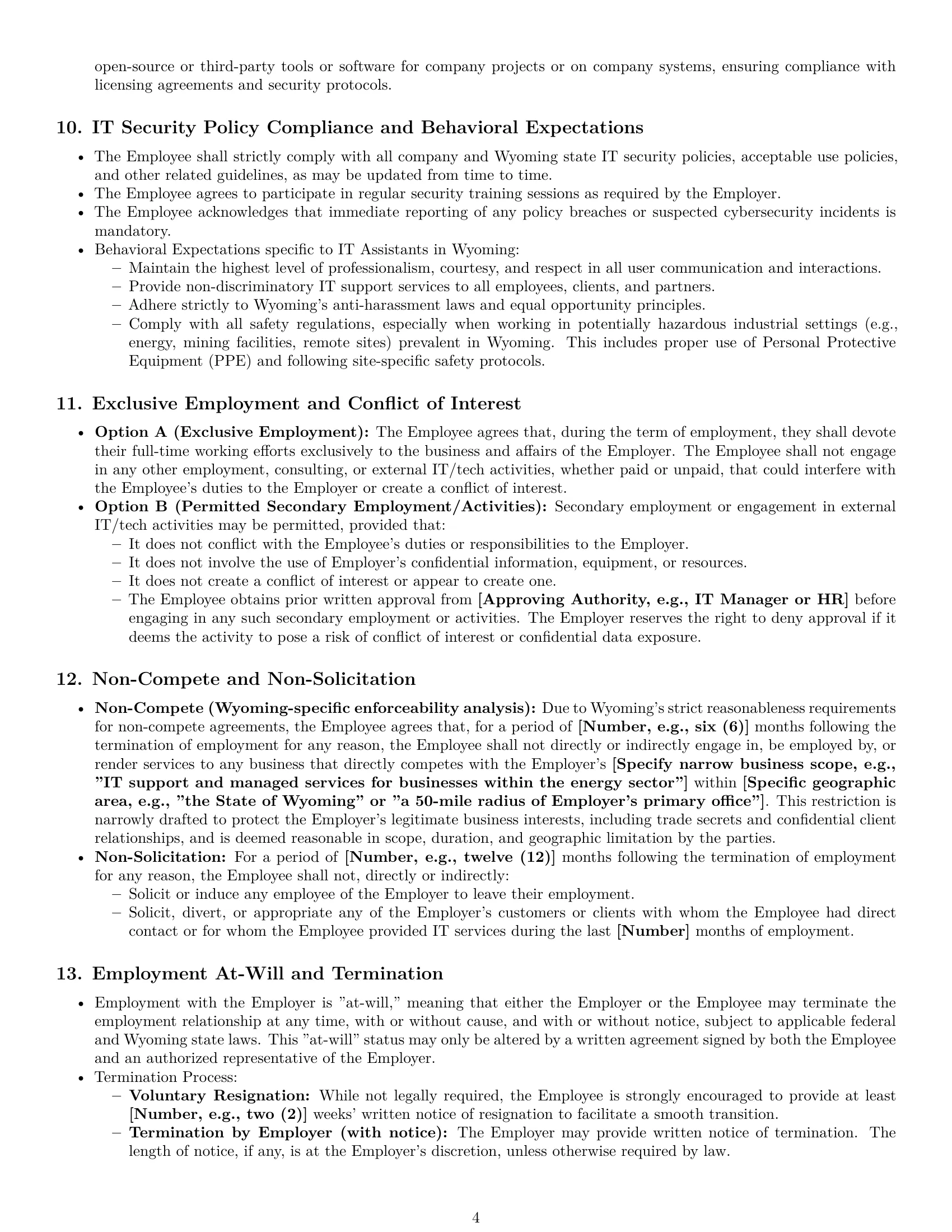 Preview page 4 of Pro Wyoming IT assistant employment contract template