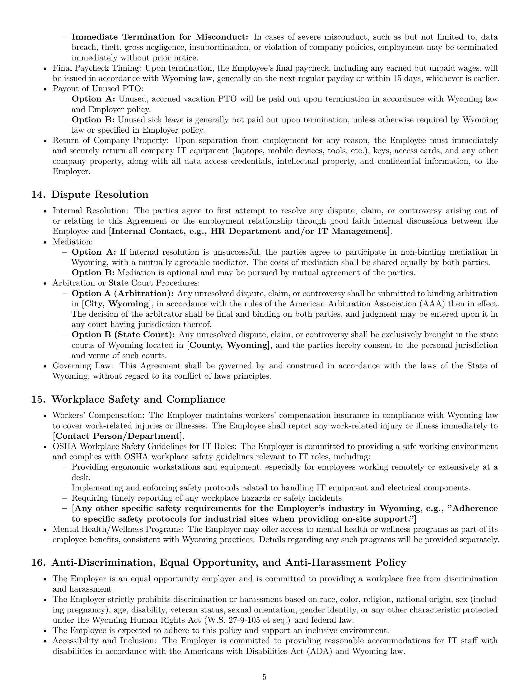 Preview page 5 of Pro Wyoming IT assistant employment contract template