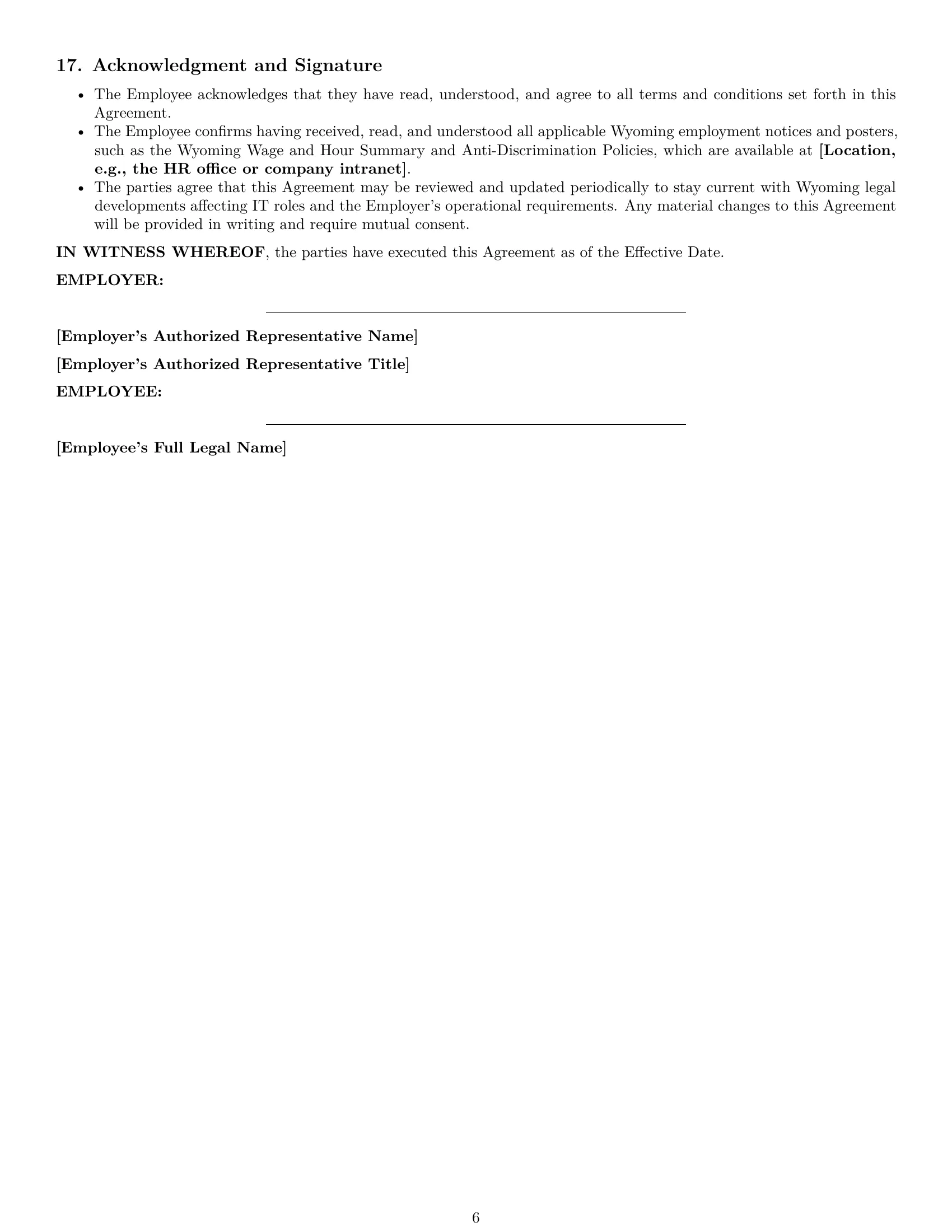 Preview page 6 of Pro Wyoming IT assistant employment contract template