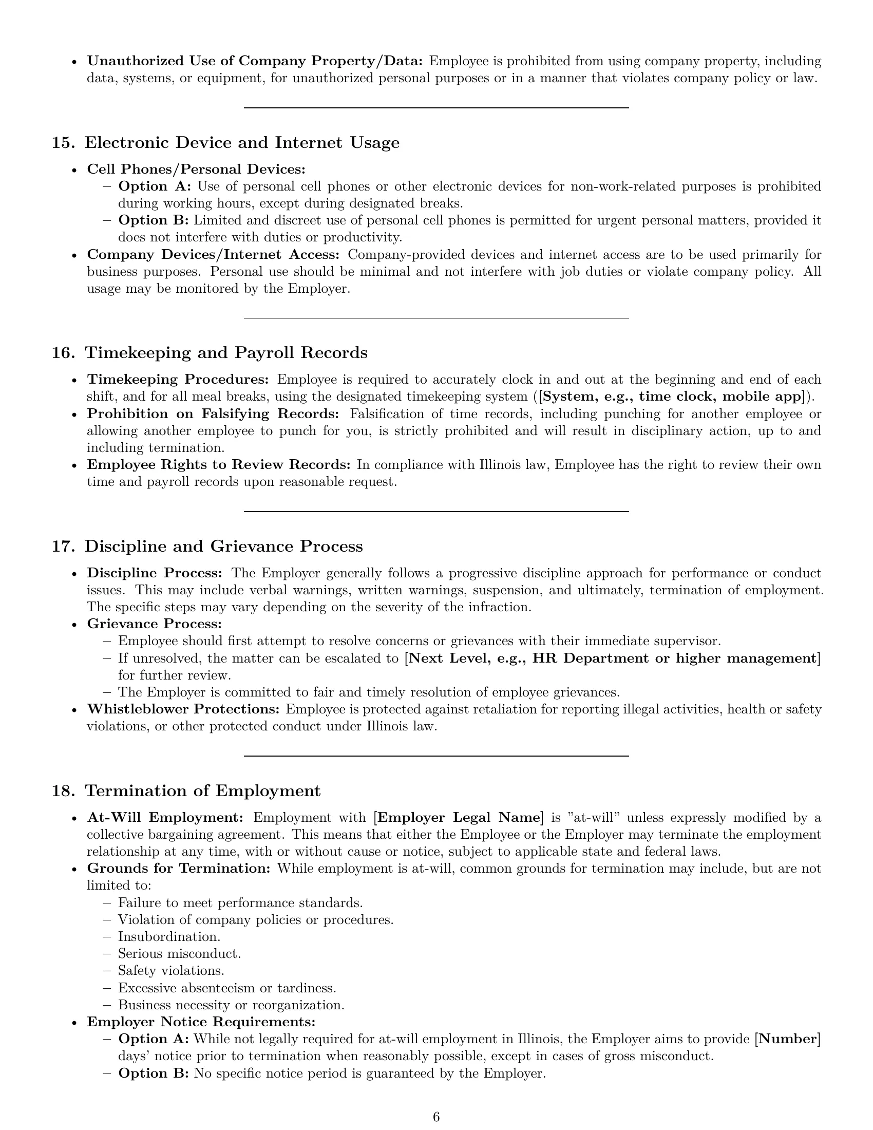 Preview page 6 of Pro Illinois warehouse worker employment contract template