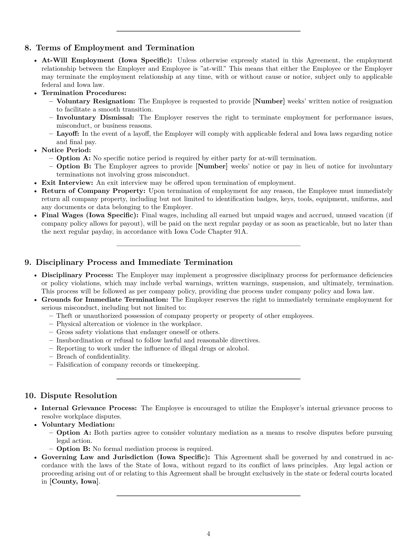 Preview page 4 of Pro Iowa warehouse worker employment contract template