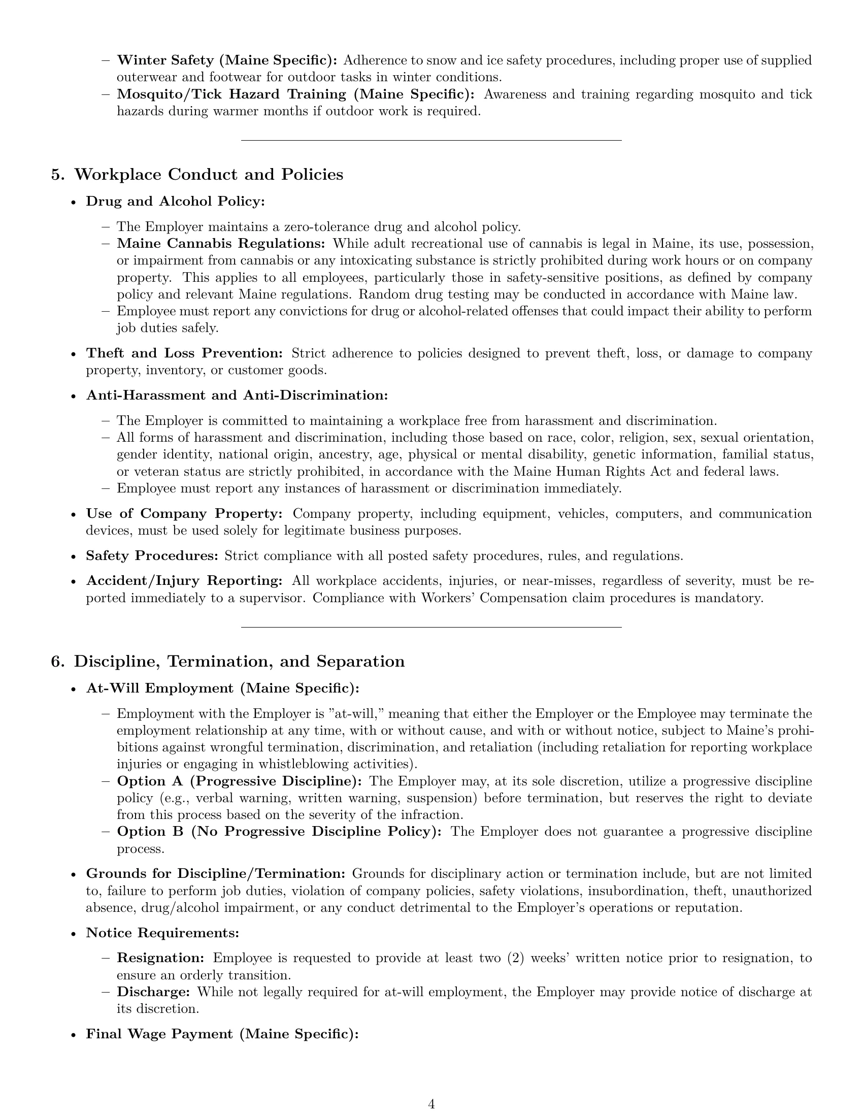 Preview page 4 of Pro Maine warehouse worker employment contract template