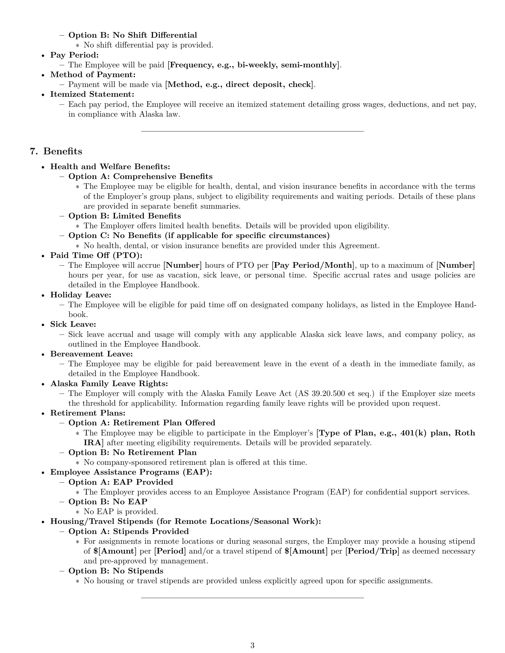 Preview page 3 of Pro Alaska warehouse worker employment contract template
