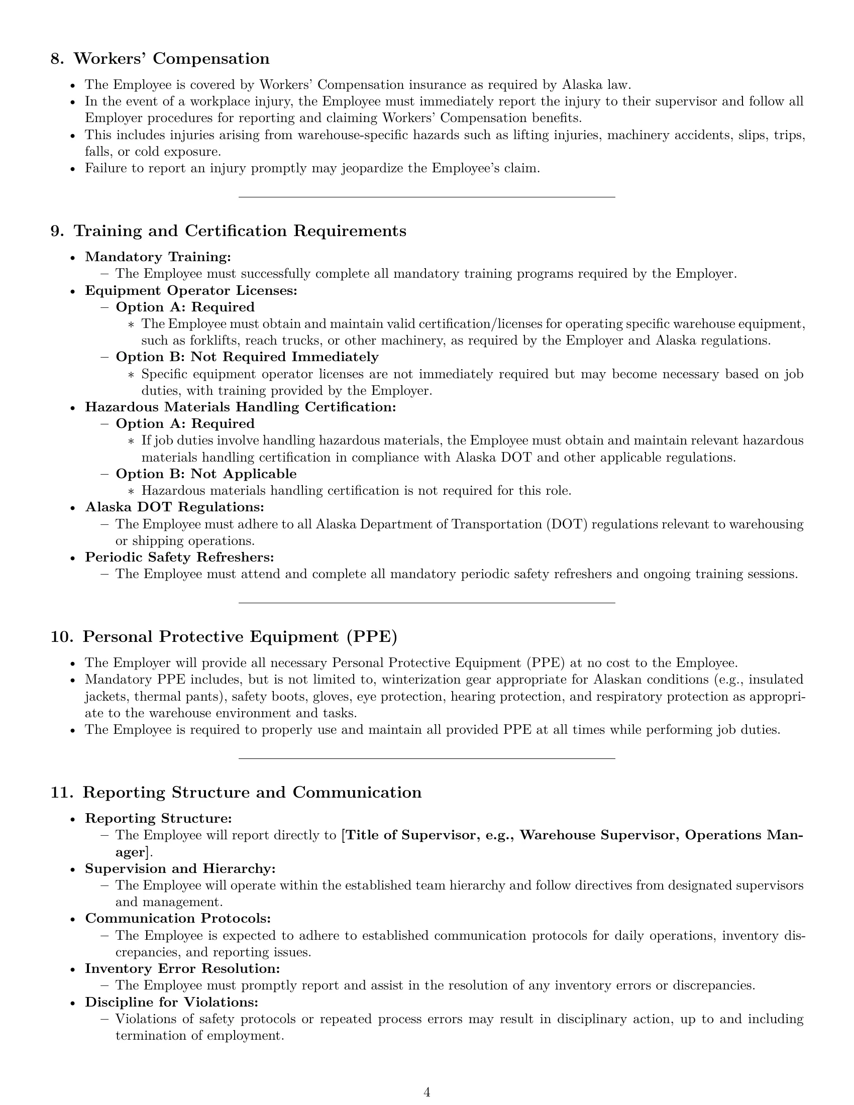 Preview page 4 of Pro Alaska warehouse worker employment contract template