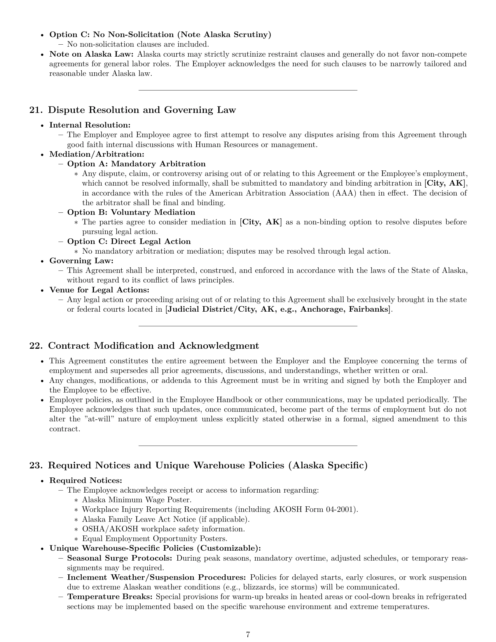 Preview page 7 of Pro Alaska warehouse worker employment contract template