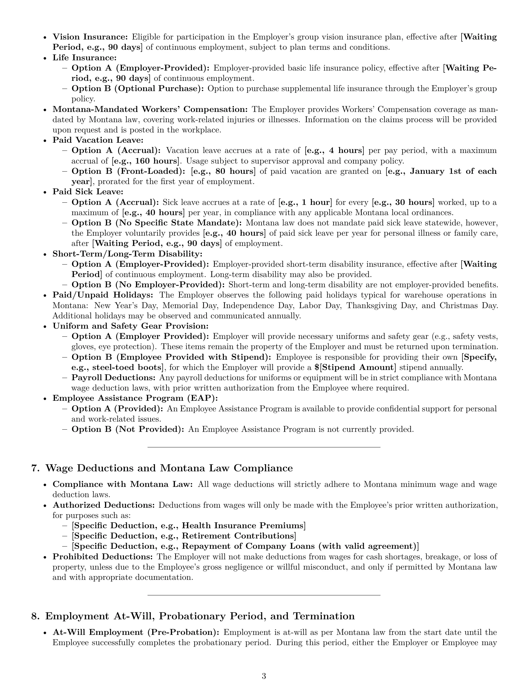 Preview page 3 of Pro Montana warehouse worker employment contract template