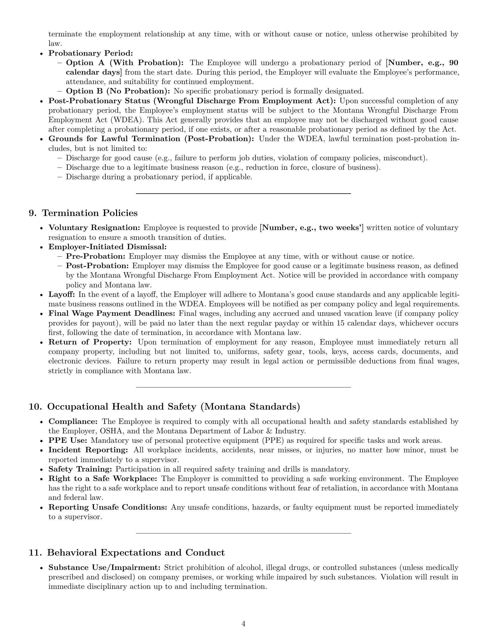 Preview page 4 of Pro Montana warehouse worker employment contract template
