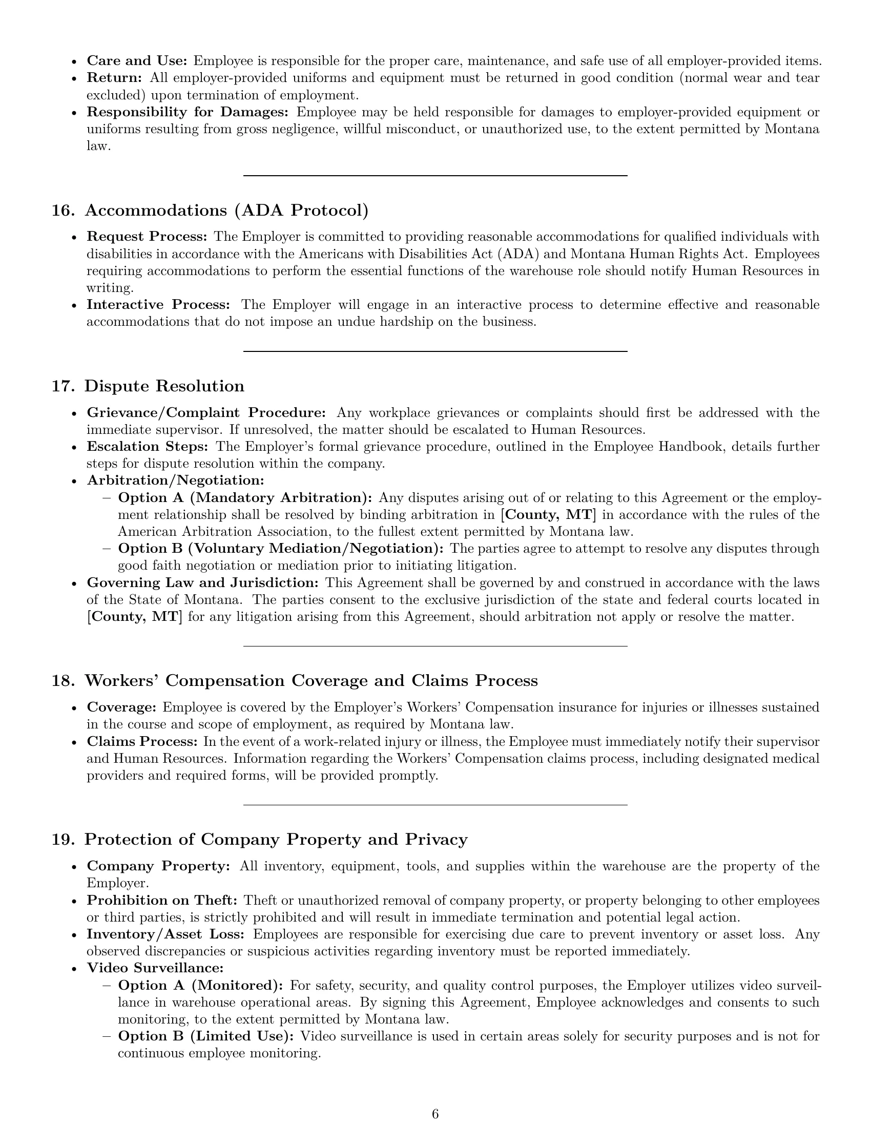 Preview page 6 of Pro Montana warehouse worker employment contract template