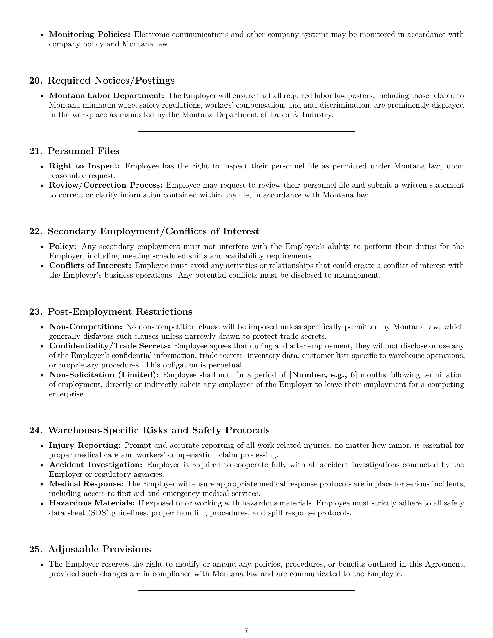 Preview page 7 of Pro Montana warehouse worker employment contract template