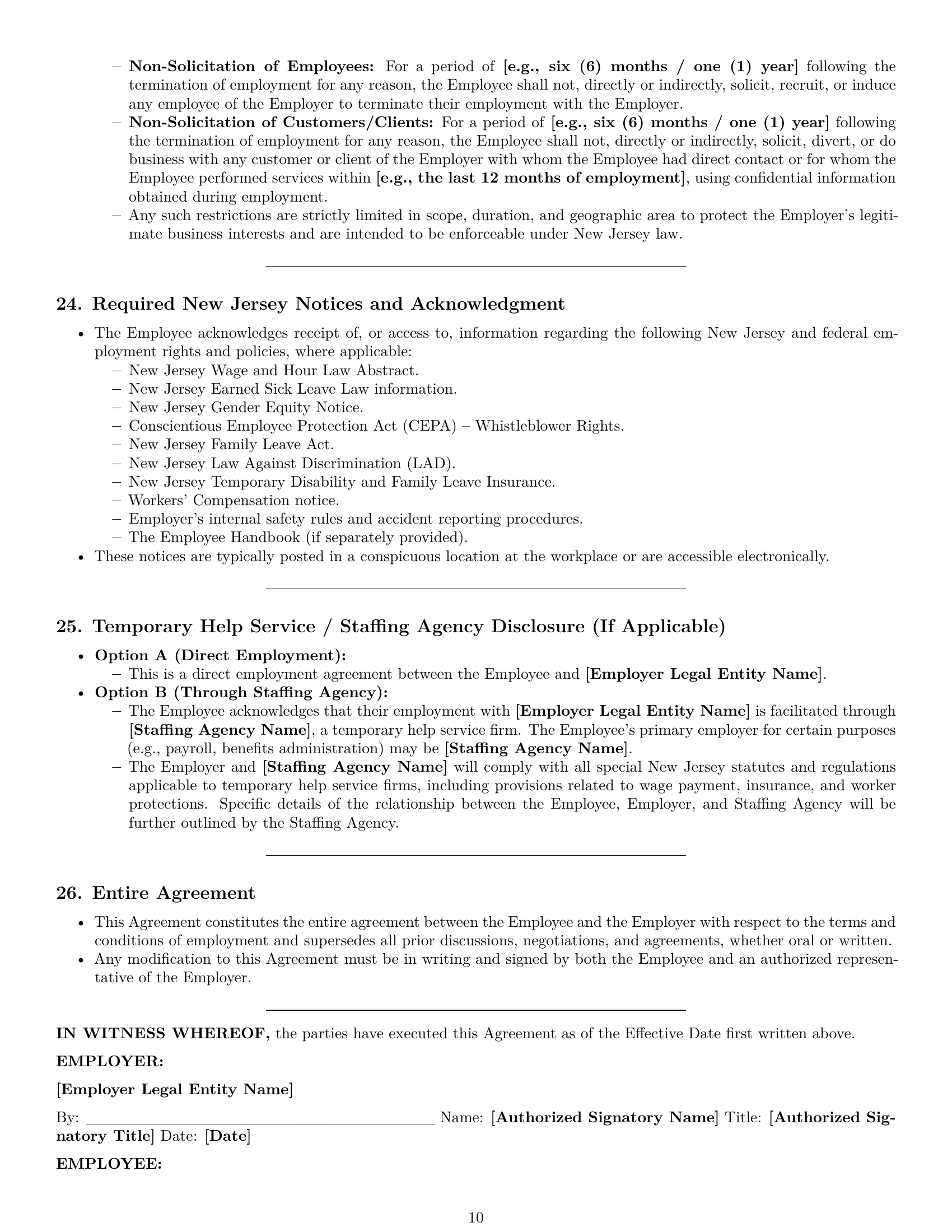 Preview page 10 of Pro New Jersey warehouse worker employment contract template