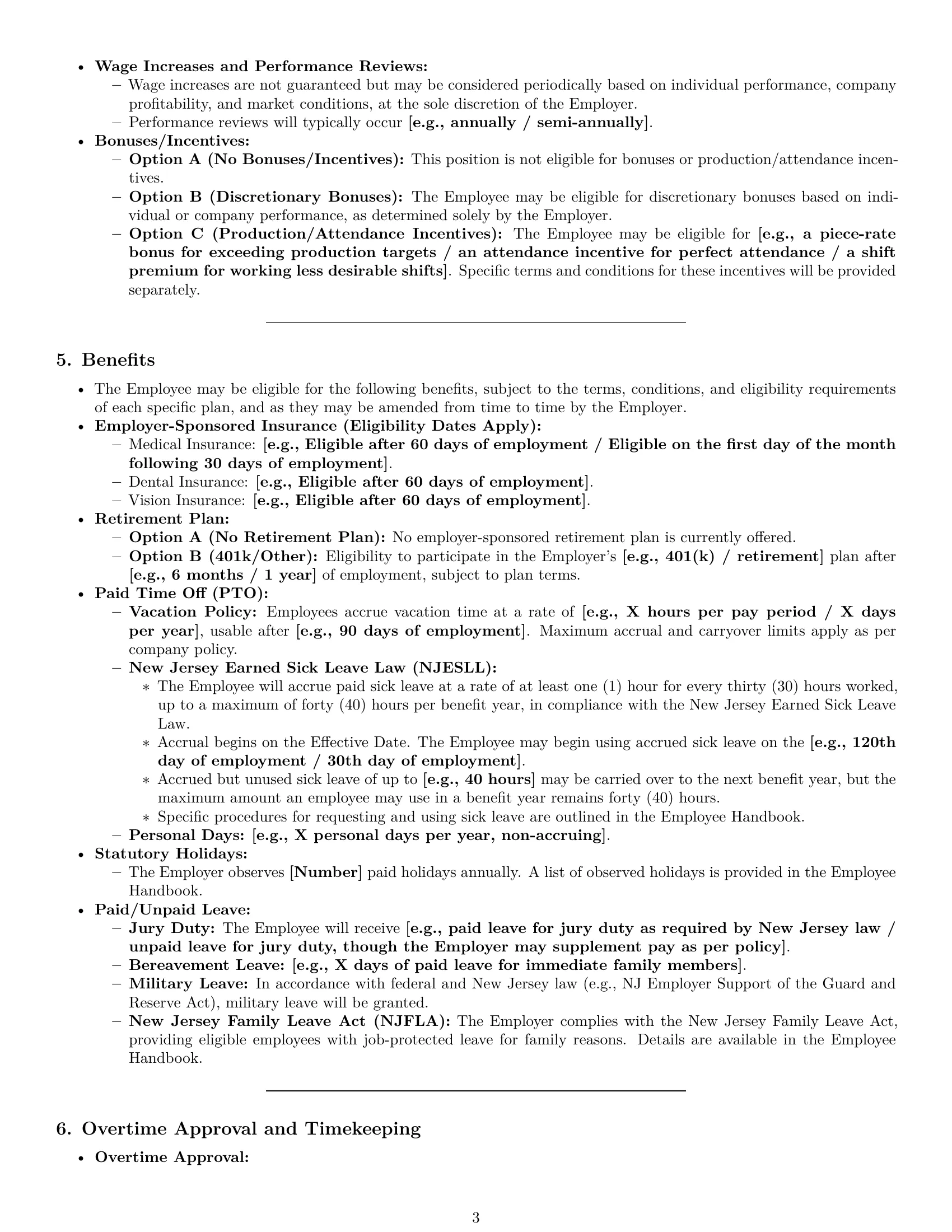 Preview page 3 of Pro New Jersey warehouse worker employment contract template