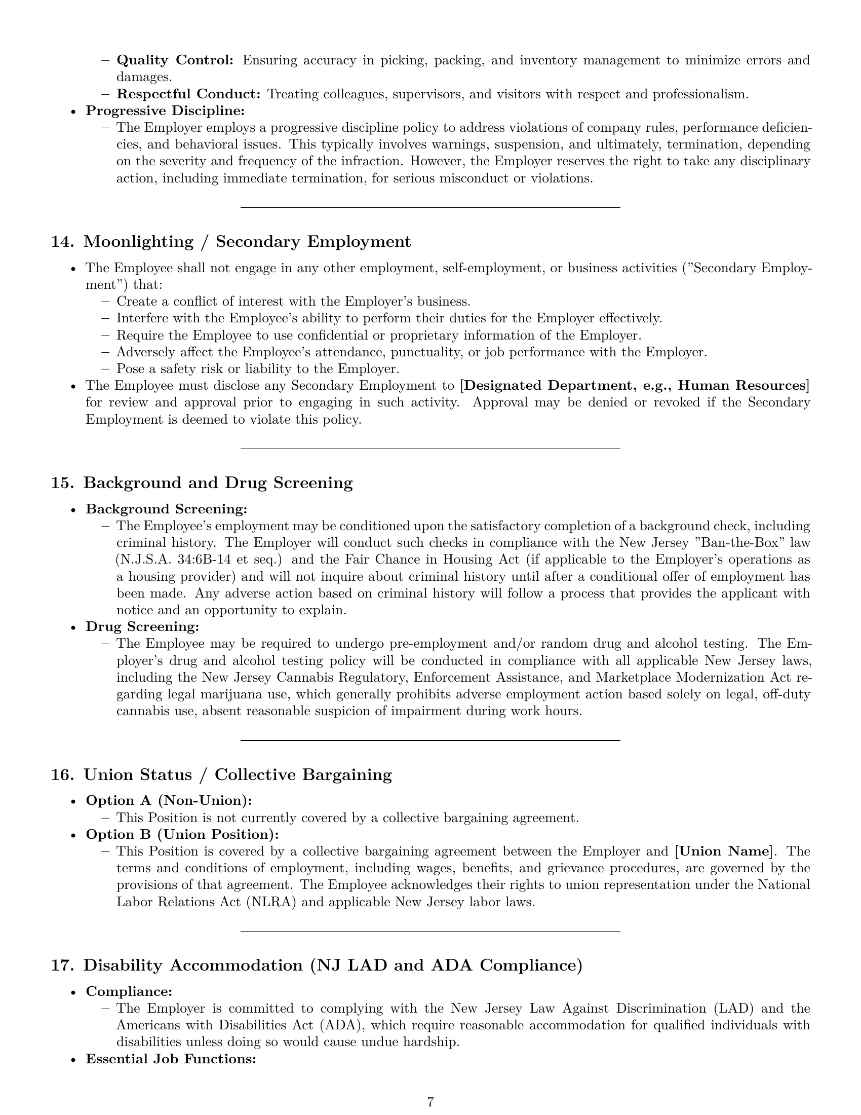 Preview page 7 of Pro New Jersey warehouse worker employment contract template
