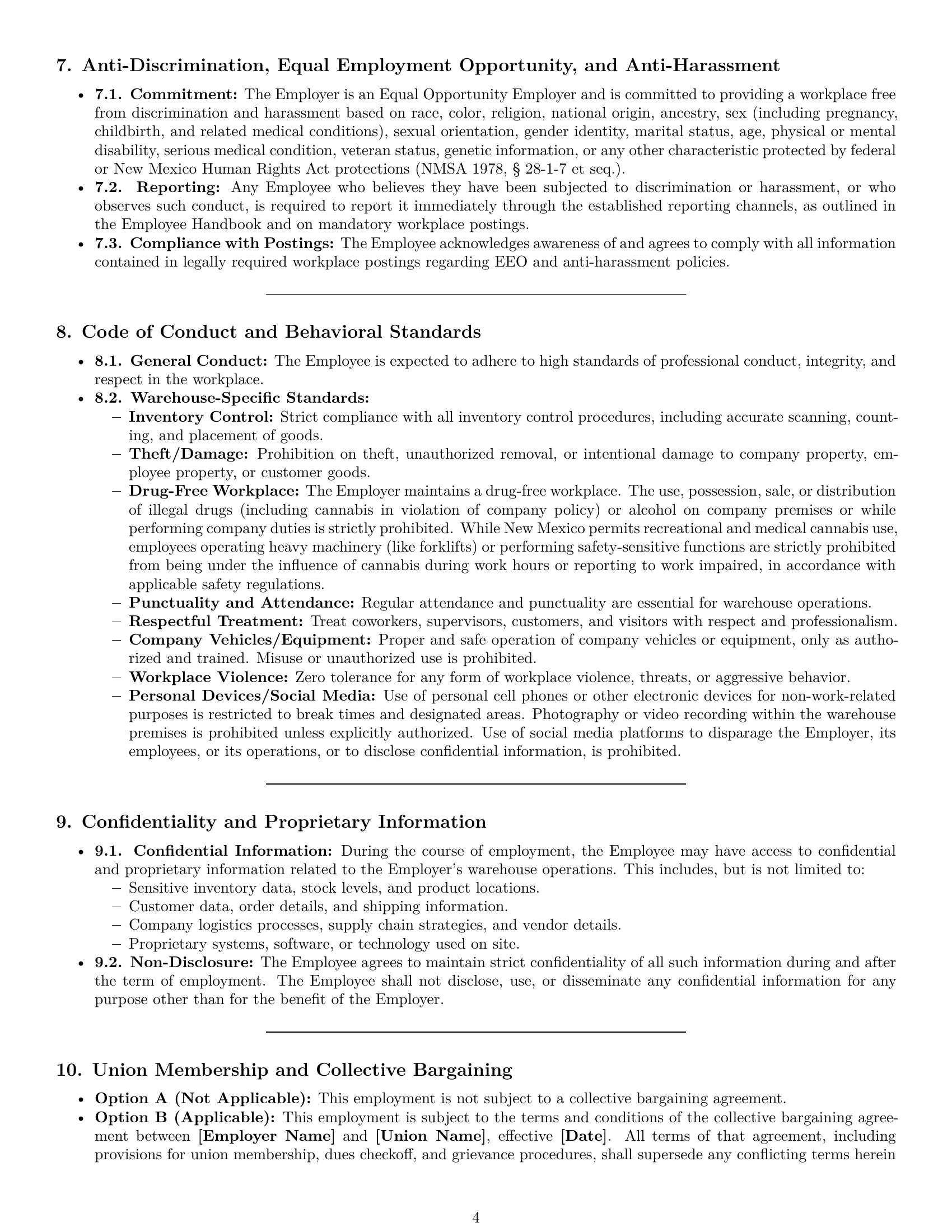 Preview page 4 of Pro New Mexico warehouse worker employment contract template