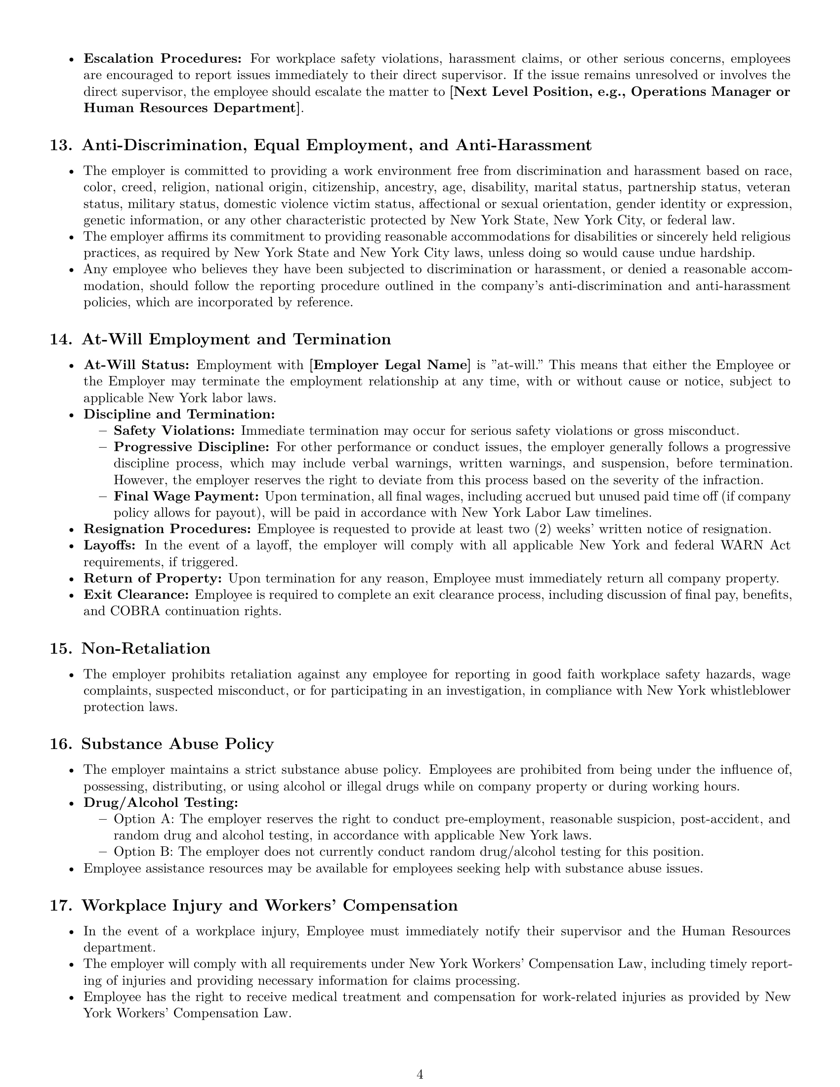Preview page 4 of Pro New York warehouse worker employment contract template