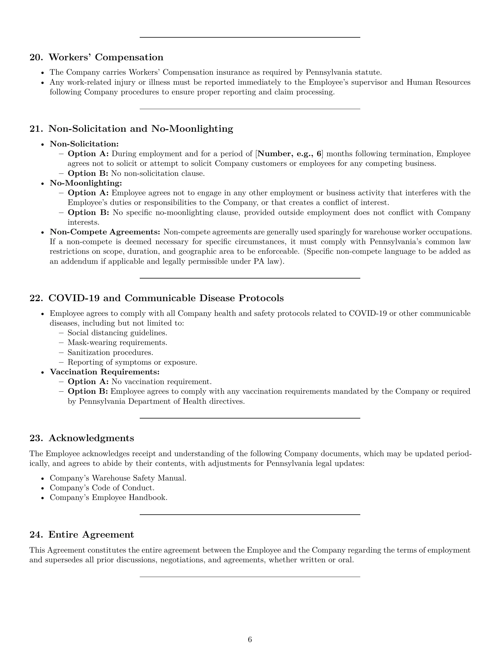 Preview page 6 of Pro Pennsylvania warehouse worker employment contract template