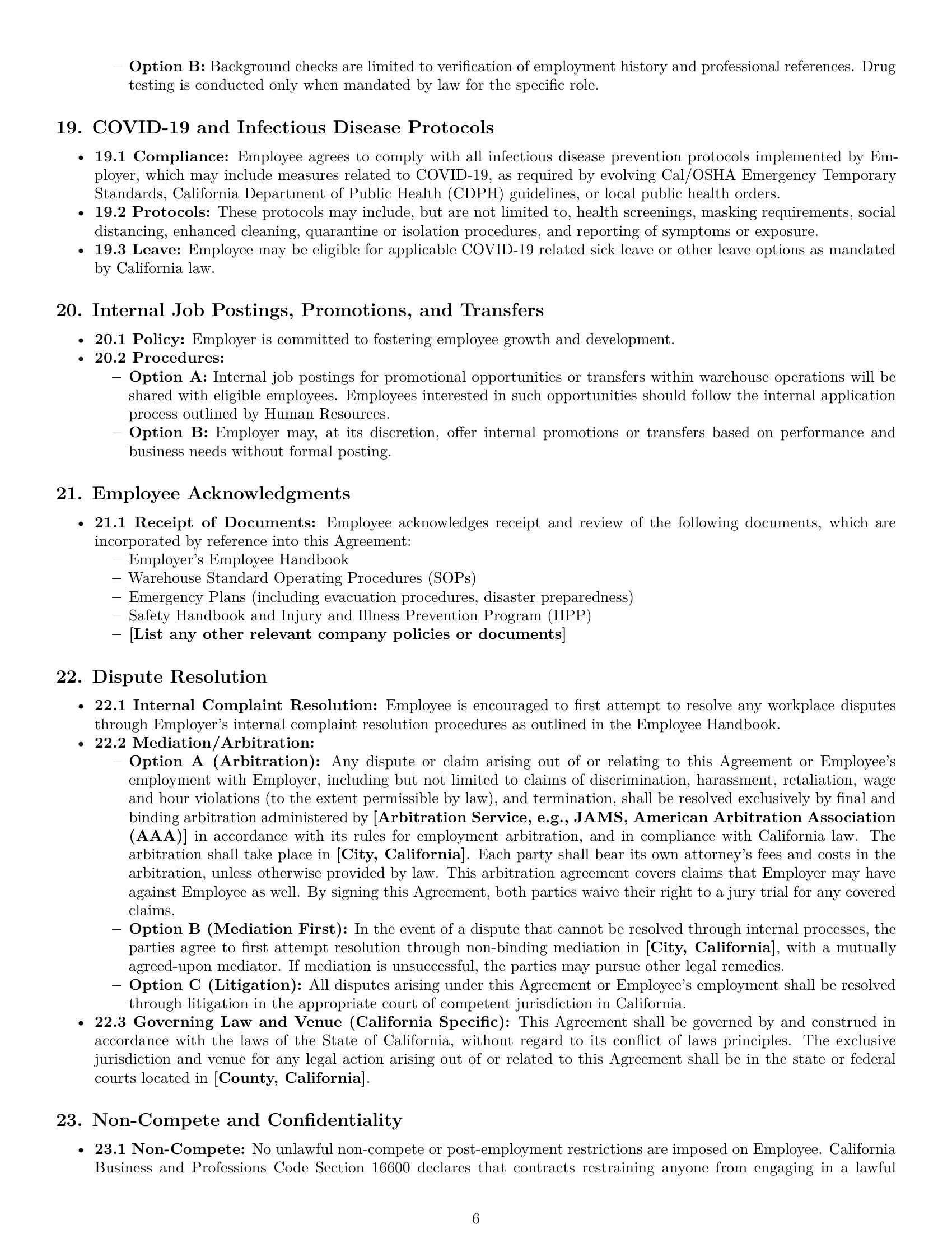 Preview page 6 of Pro California warehouse worker employment contract template