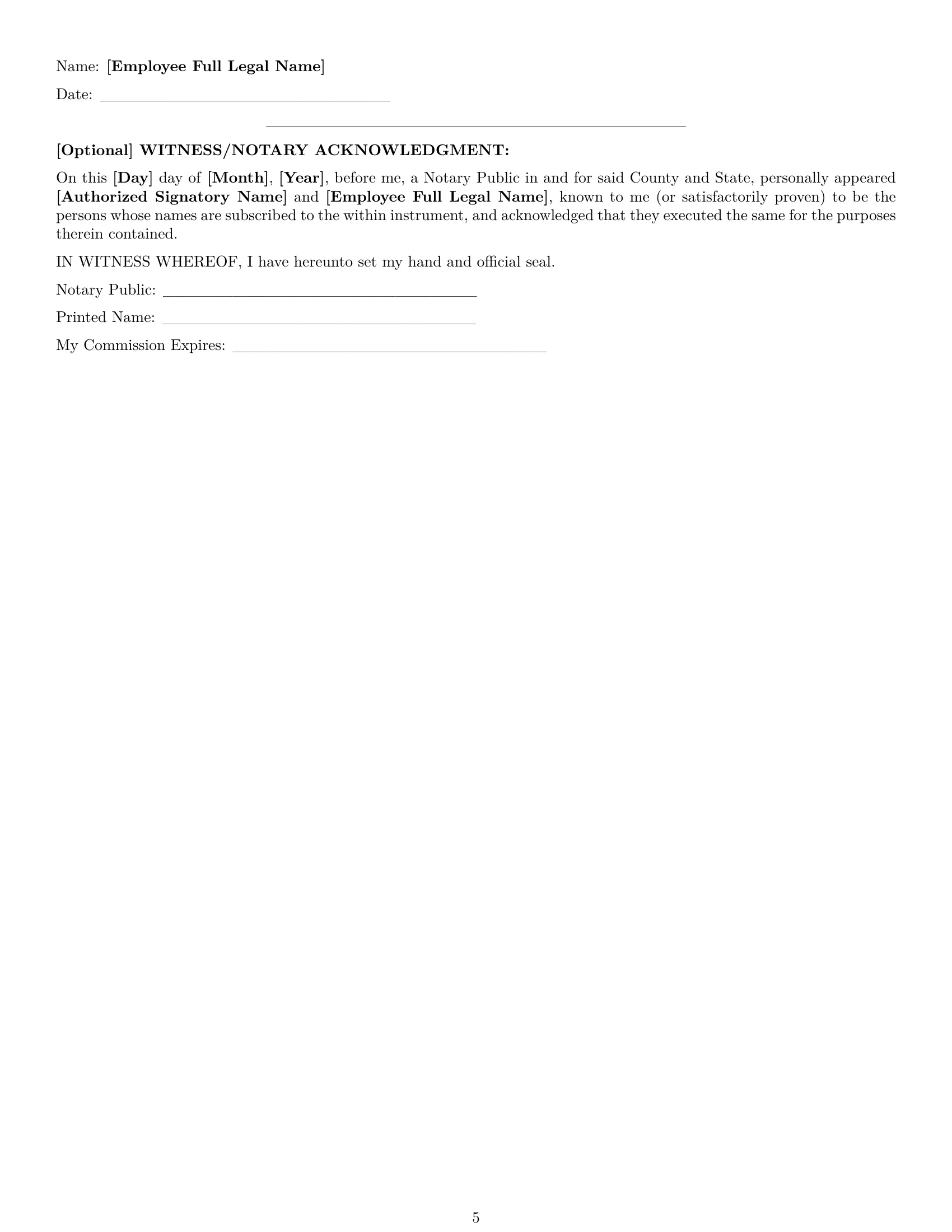 Preview page 5 of Pro Delaware warehouse worker employment contract template