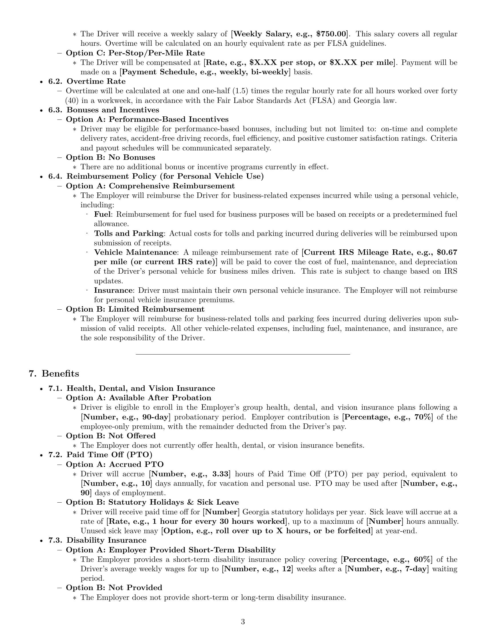 Preview page 3 of Pro Georgia delivery driver employment contract template