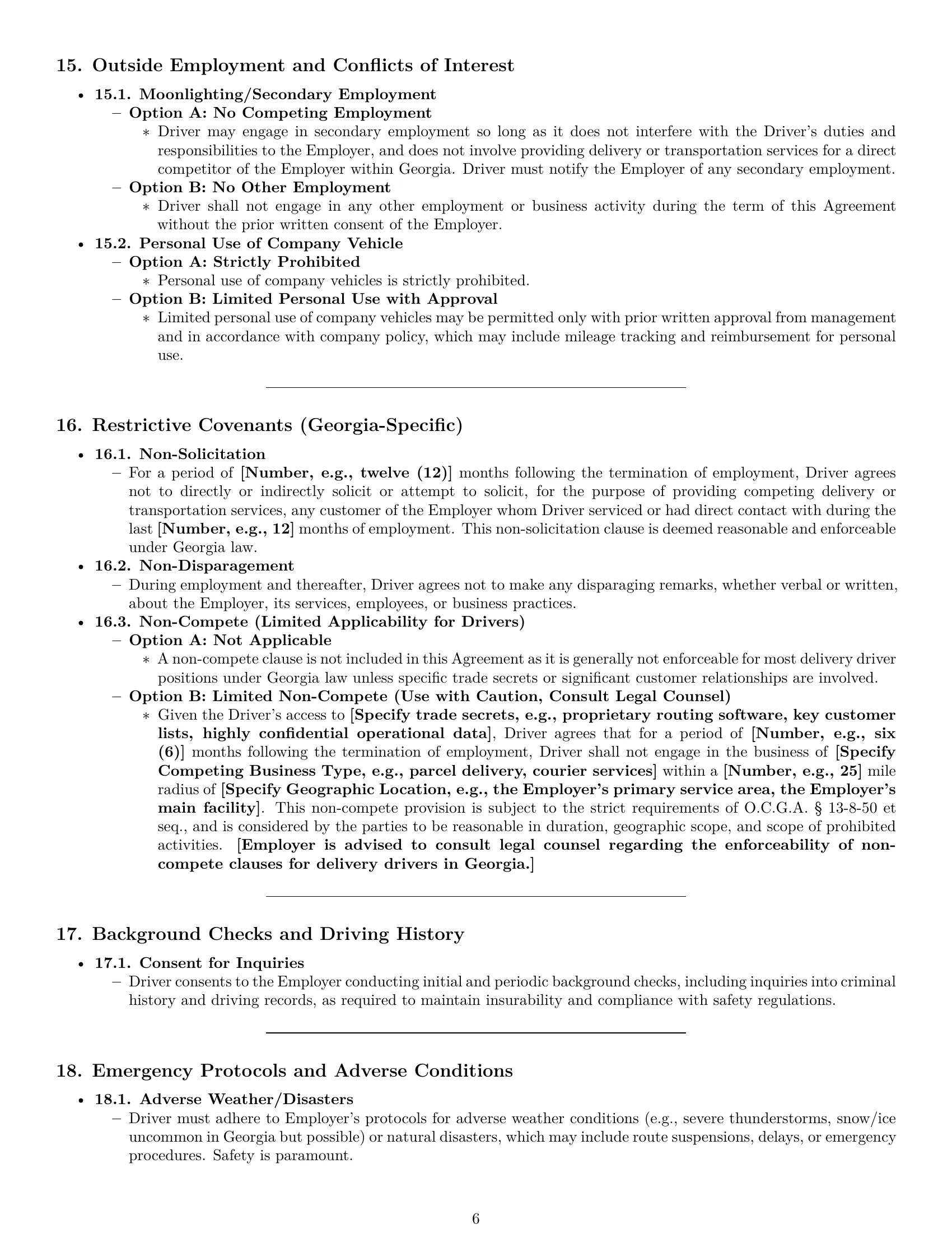 Preview page 6 of Pro Georgia delivery driver employment contract template
